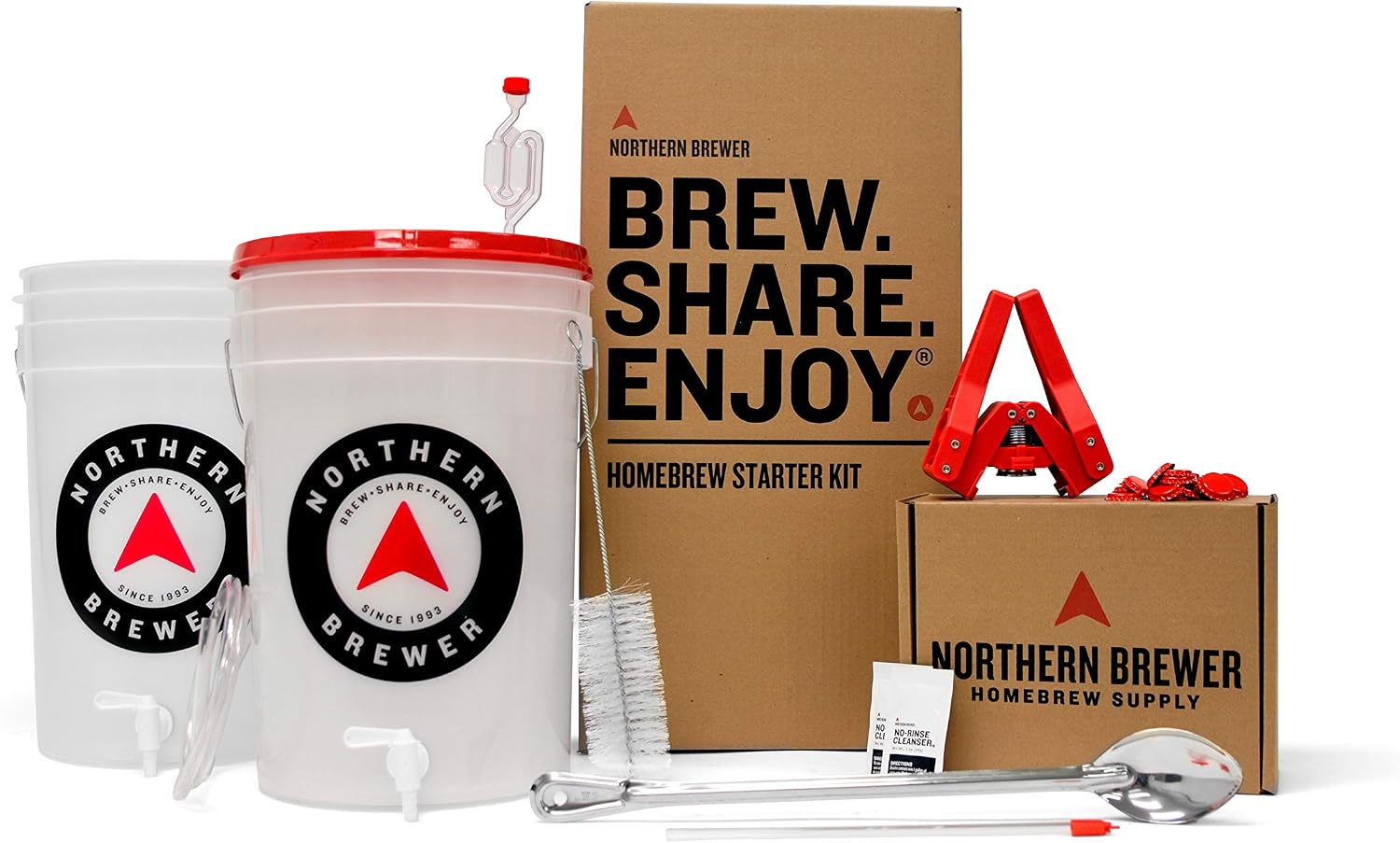 Northern Brewer - Brew. Share. Enjoy. HomeBrewing Starter Set, Equipment and Recipe for 5 Gallon Batches (Hank's Hefeweizen)