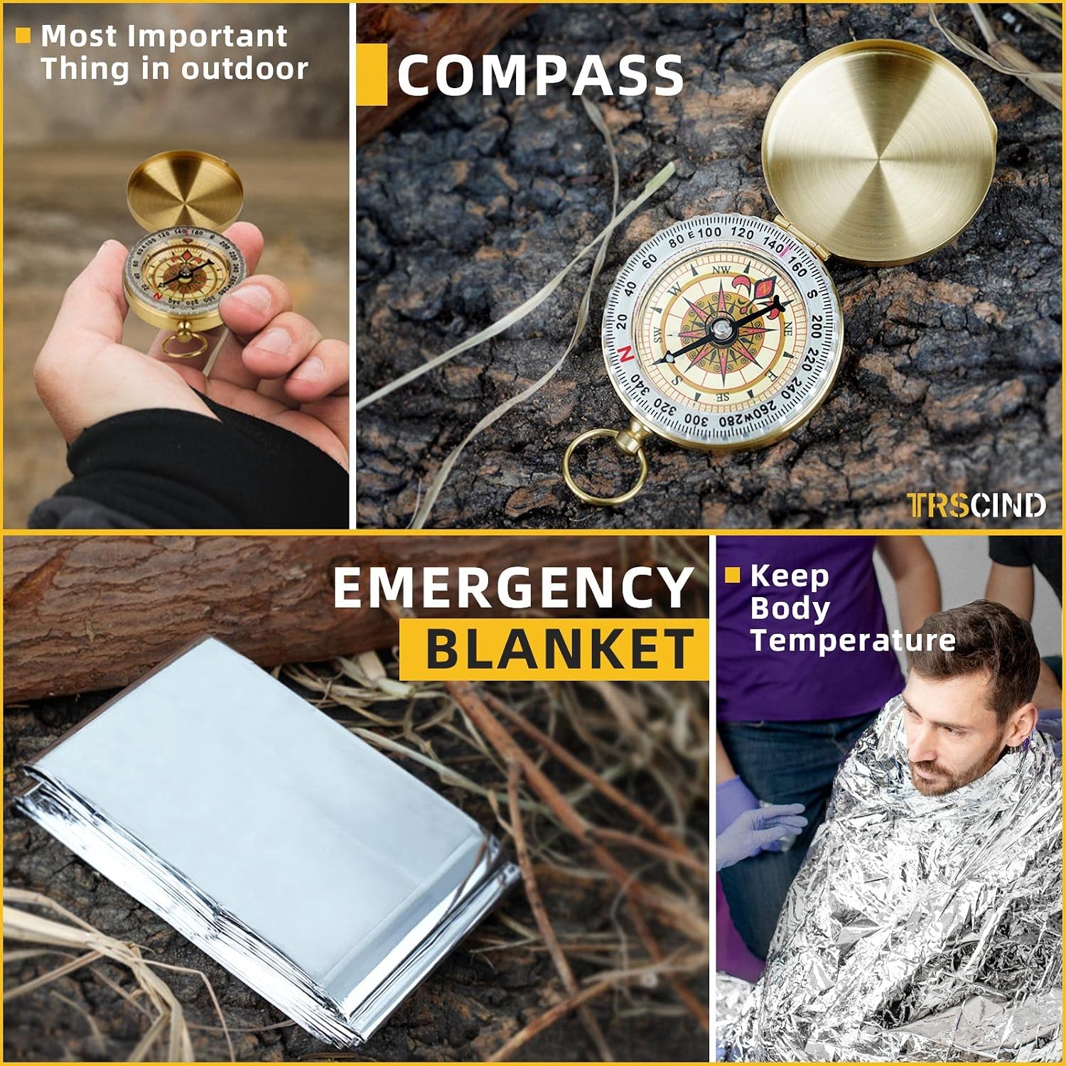Survival Kit 14 in 1, Gifts for Men Dad Husband, Emergency Survival Gear and Equipment, Anniversary Birthday Gifts for Him Boyfriend, Hunting Fishing Camping Accessories
