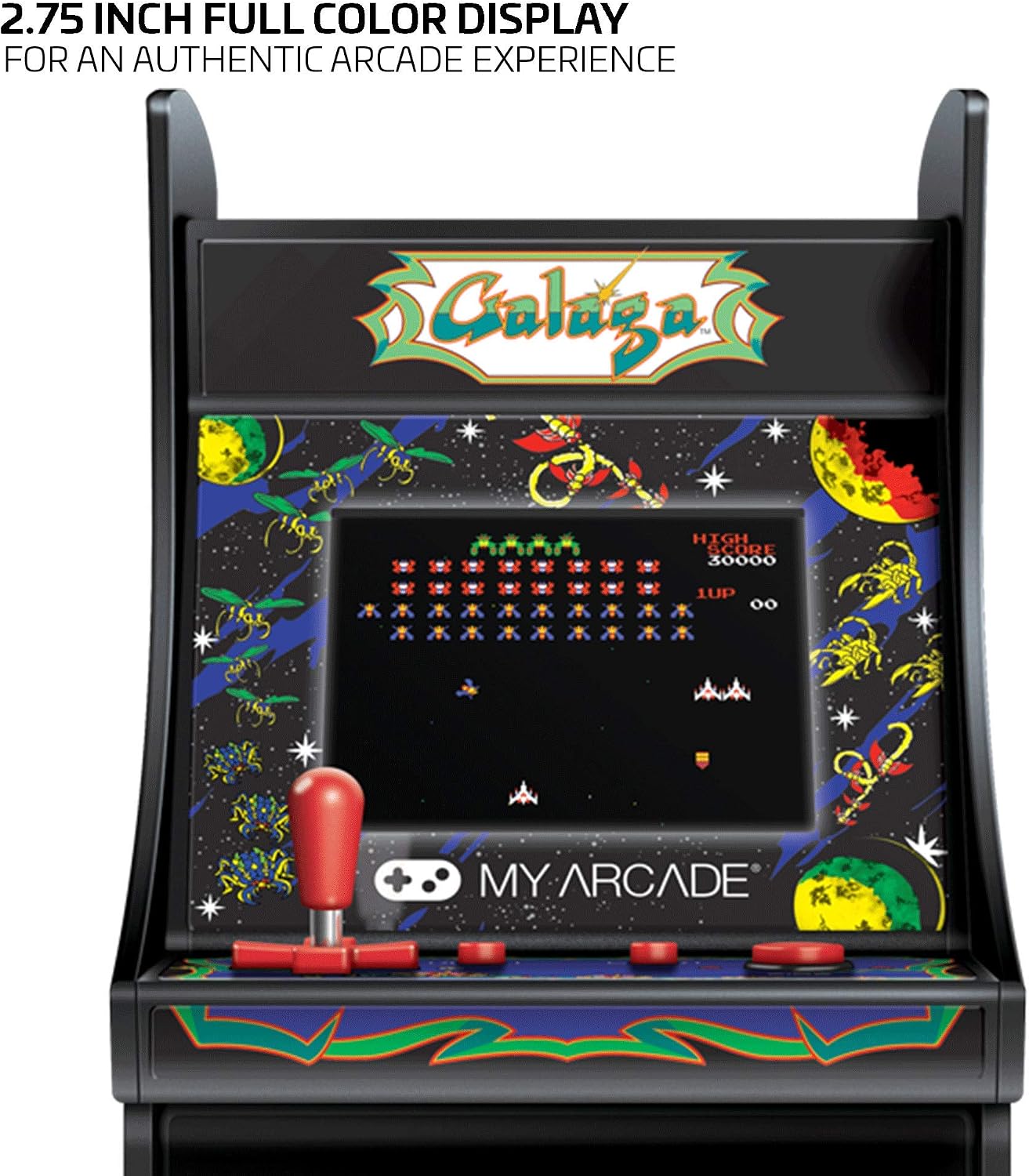My Arcade Micro Player Mini Arcade Machine: Galaga Video Game, Fully Playable, 6.75 Inch Collectible, Color Display, Speaker, Volume Buttons, Headphone Jack - Electronic Games