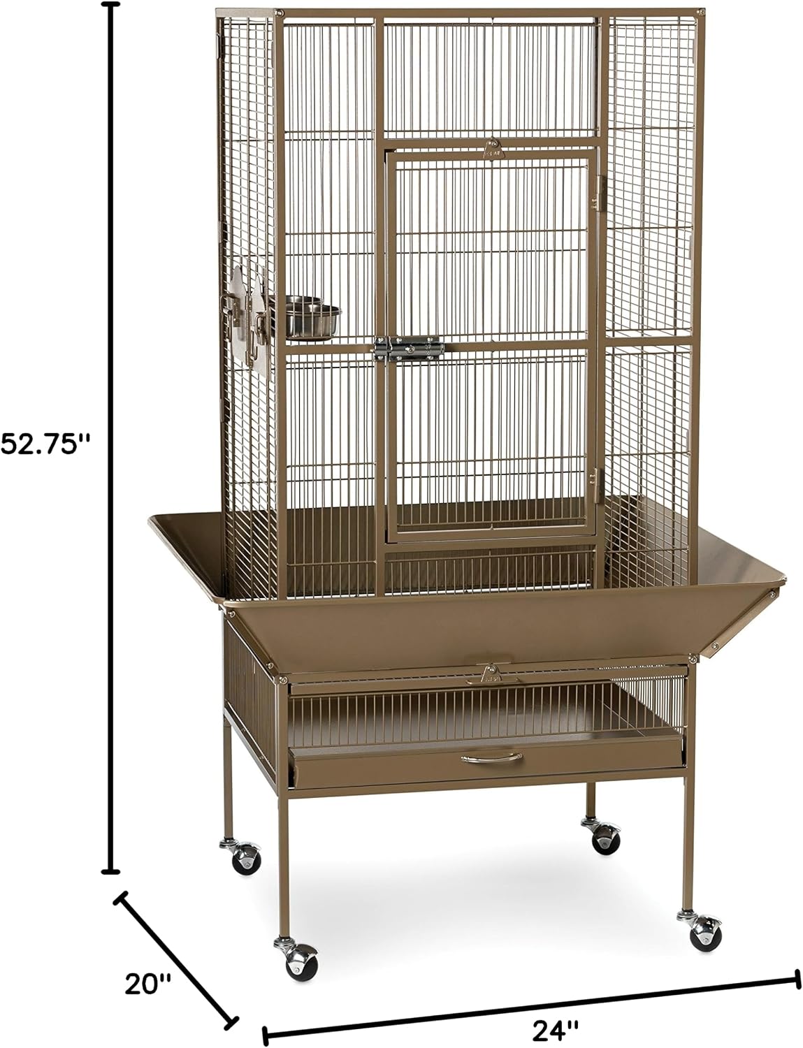 Prevue Pet Products 3352COCO Park Plaza Bird Cage, Coco Brown | Large Brown Steel Bird Cage with Rolling Stand and Perches, Ideal for Cockatiels and Medium Birds
