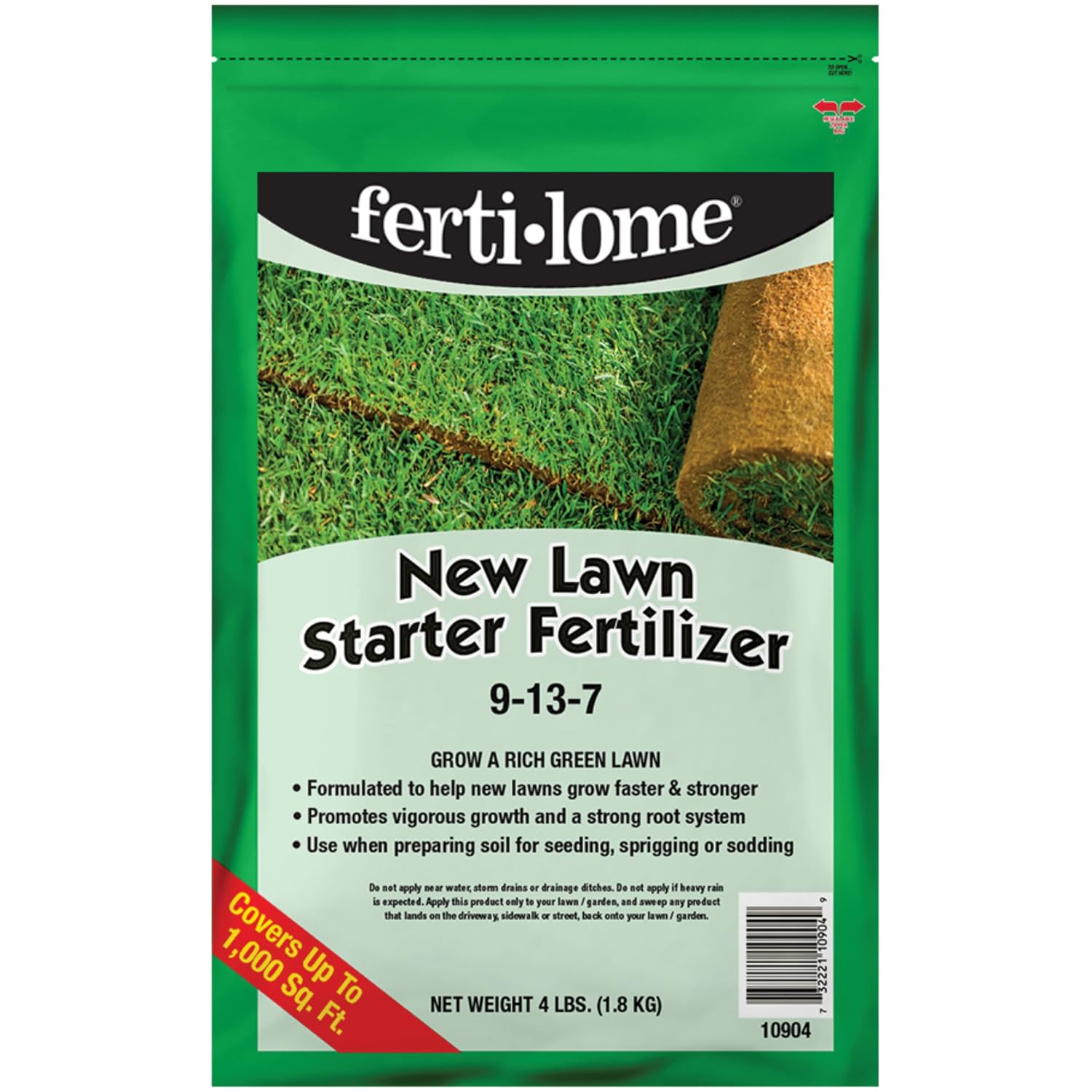 Fertilome (10906) New Lawn Starter Fertilizer 9-13-7, 20 lbs | 9-13-7 seed & sod starter - Develops roots before rapid growth, safe for new lawns - Lawn starters