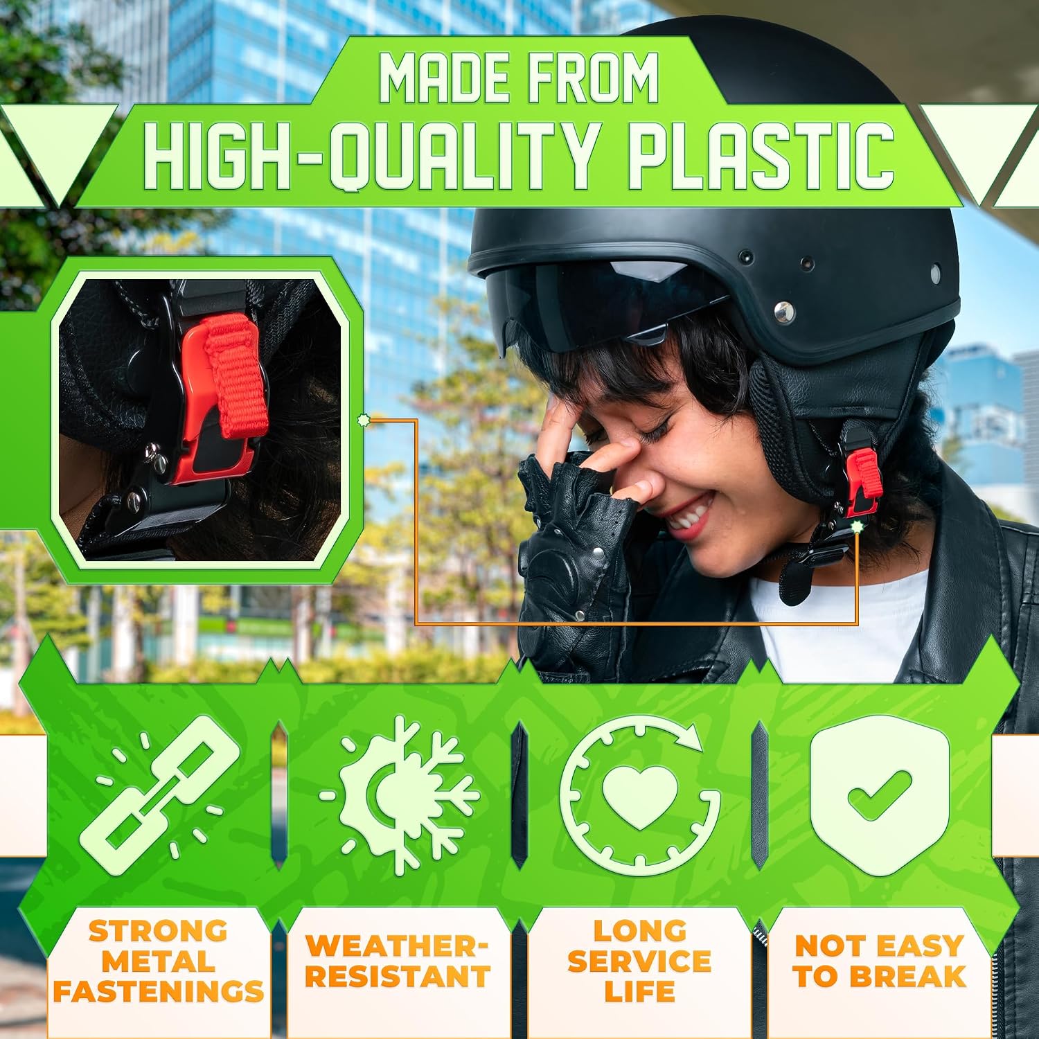 3 Pcs Motorcycle Helmet Quick Release Buckle Kit, Straps Up to 0.77" | Quick Release Helmet Buckle Replacement Set, Push-Button Release