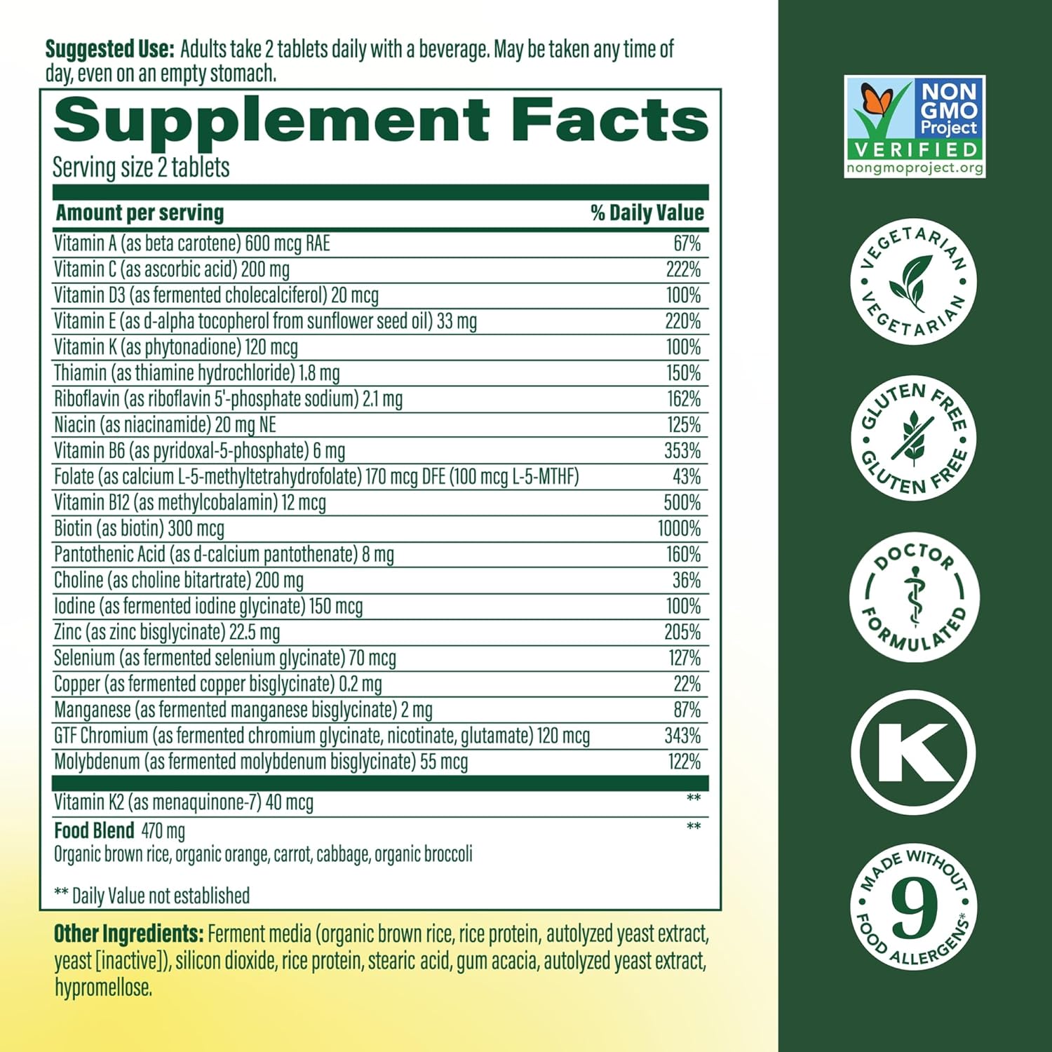 MegaFood Advanced Multivitamin for Men, Doctor Formulated, 120 Tablets | Immune Support, Cellular Energy, Heart & Brain Health, Choline, Methylfolate, Vitamin C, D3, Zinc, Vegetarian, 60 Servings