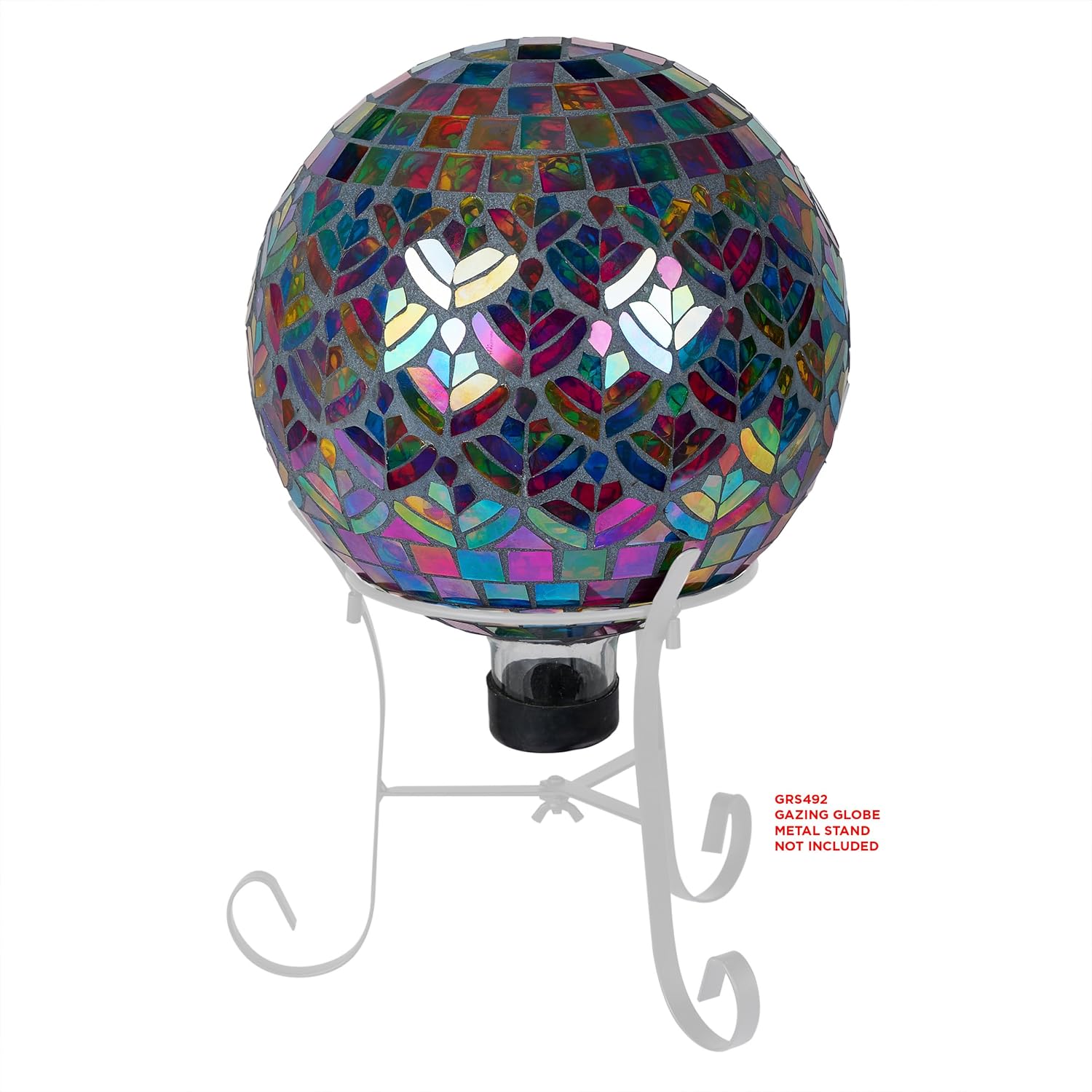 Alpine Corporation 10" Diameter Indoor/Outdoor Glass Mosaic Gazing Globe Yard Decoration, Purple Pearlized Petals Design