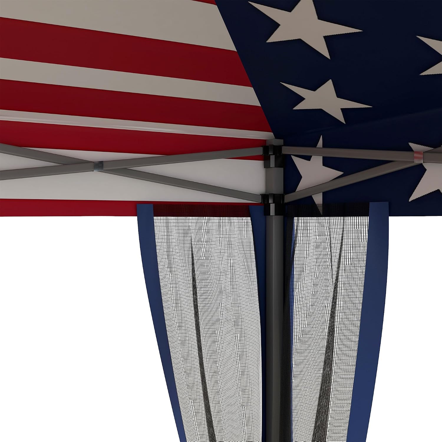 Outsunny 10' x 10' Pop Up Canopy Tent with Netting Carry Bag American Flag | Instant Gazebo, Screen House Room, Height Adjustable, Outdoor, Garden