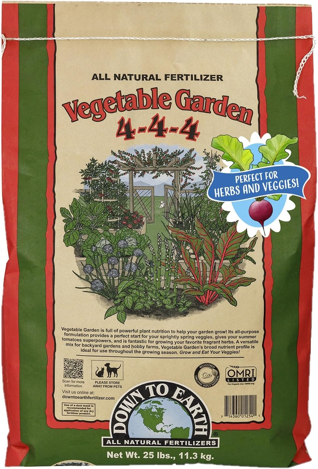 Down To Earth All Natural Fertilizers Organic Vegetable Garden - 25 lb