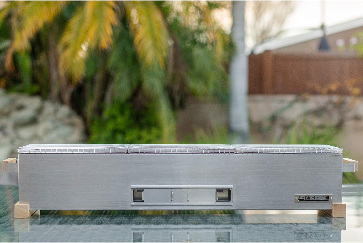 The Bincho Grill 36" Yakitori Charcoal Grill, Japanese Style Tabletop Robata BBQ – Stainless Steel