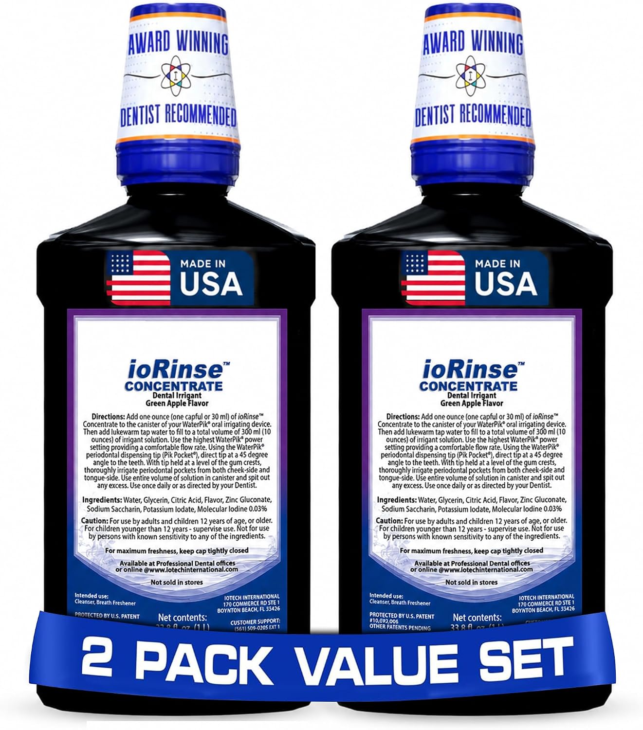 ioRinse RTU Halitosis Mouthwash, Molecular Iodine Oral Rinse, Soft Mint, 1L