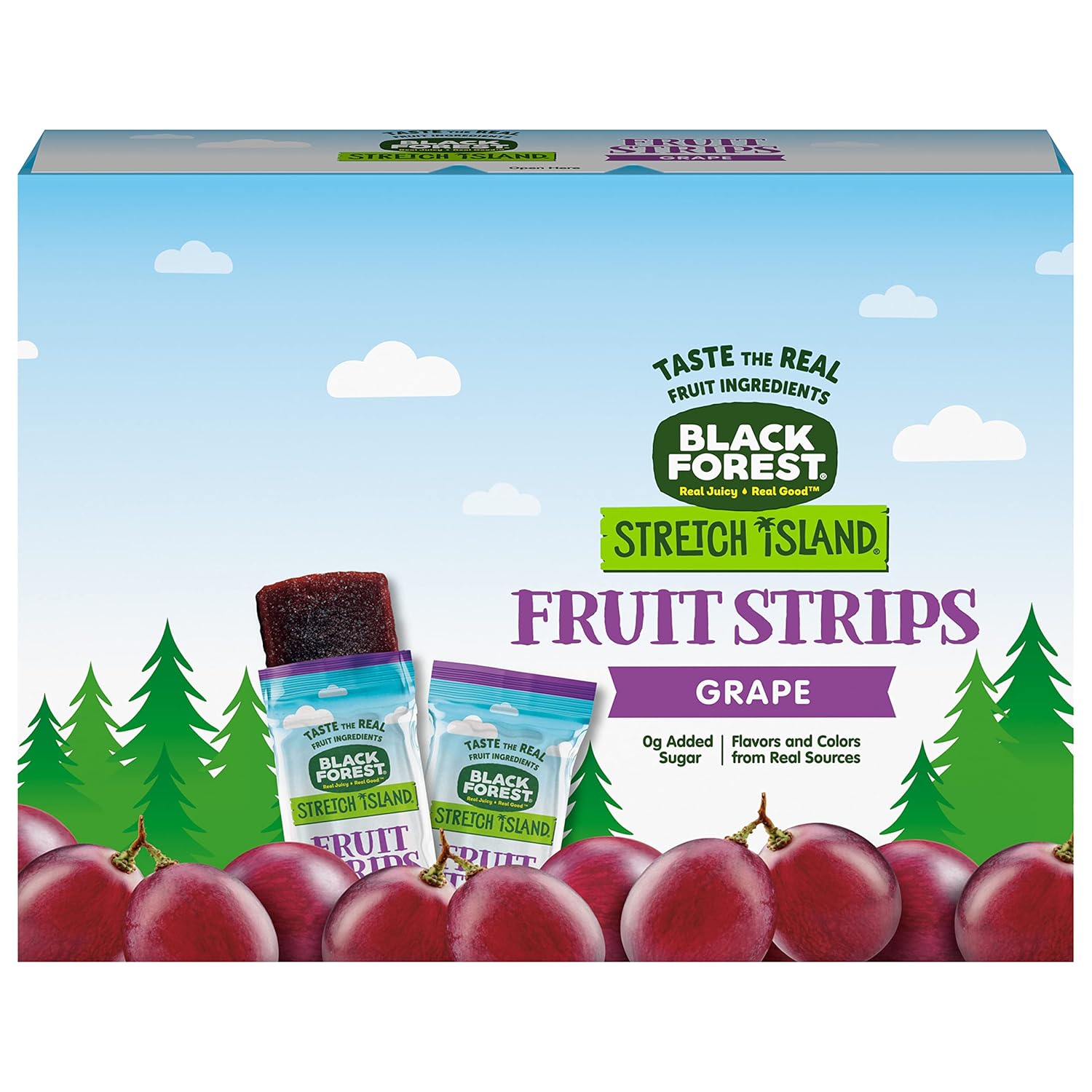 Black Forest, Stretch Island, Fruit Strips, Cherry, Apple, Raspberry, Grape, Strawberry, and Apricot, Zero Grams Added Sugar Non-GMO, 48 ct