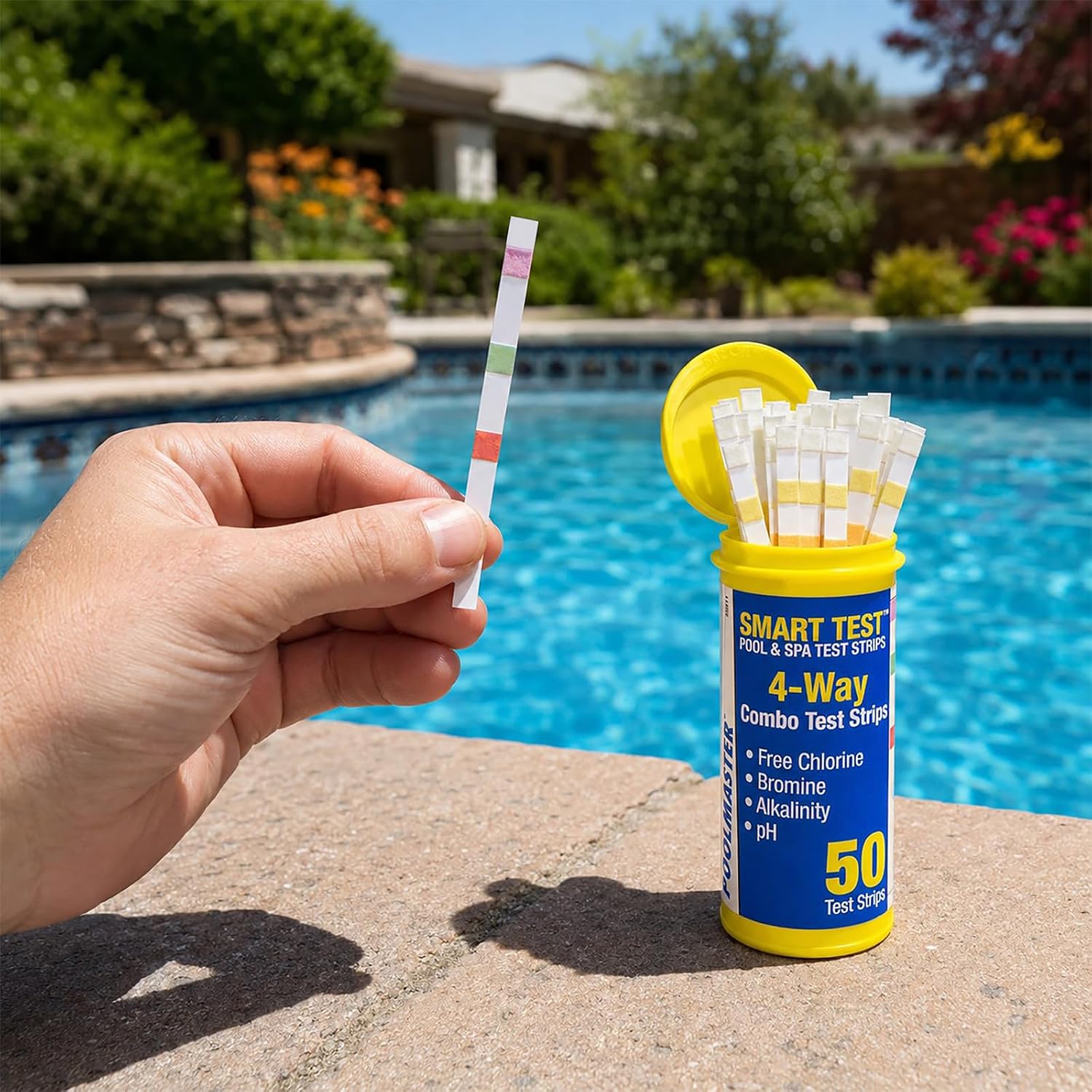 Poolmaster 22212 Smart Test 6-Way Swimming Pool and Spa Water Chemistry Test Strips, 50 count,White