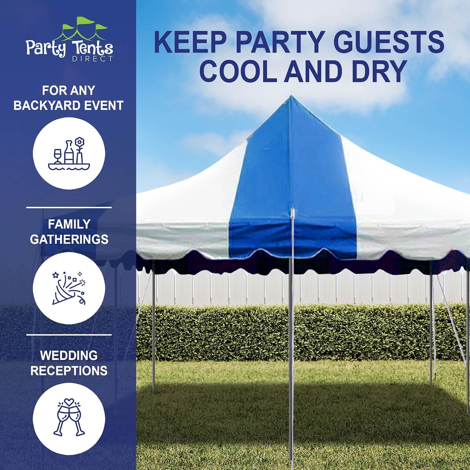 20’ x 20’ Weekender Canopy Pole Tent, Indoor and Outdoor Heavy Duty Easy Up, 80 Person Capacity Tent for Parties, Weddings, and Events, Commercial and Residential Use, PVC White Top | Easy Up Weekender Canopy Tent With 80 Person Capacity - Outdoor Canopi…