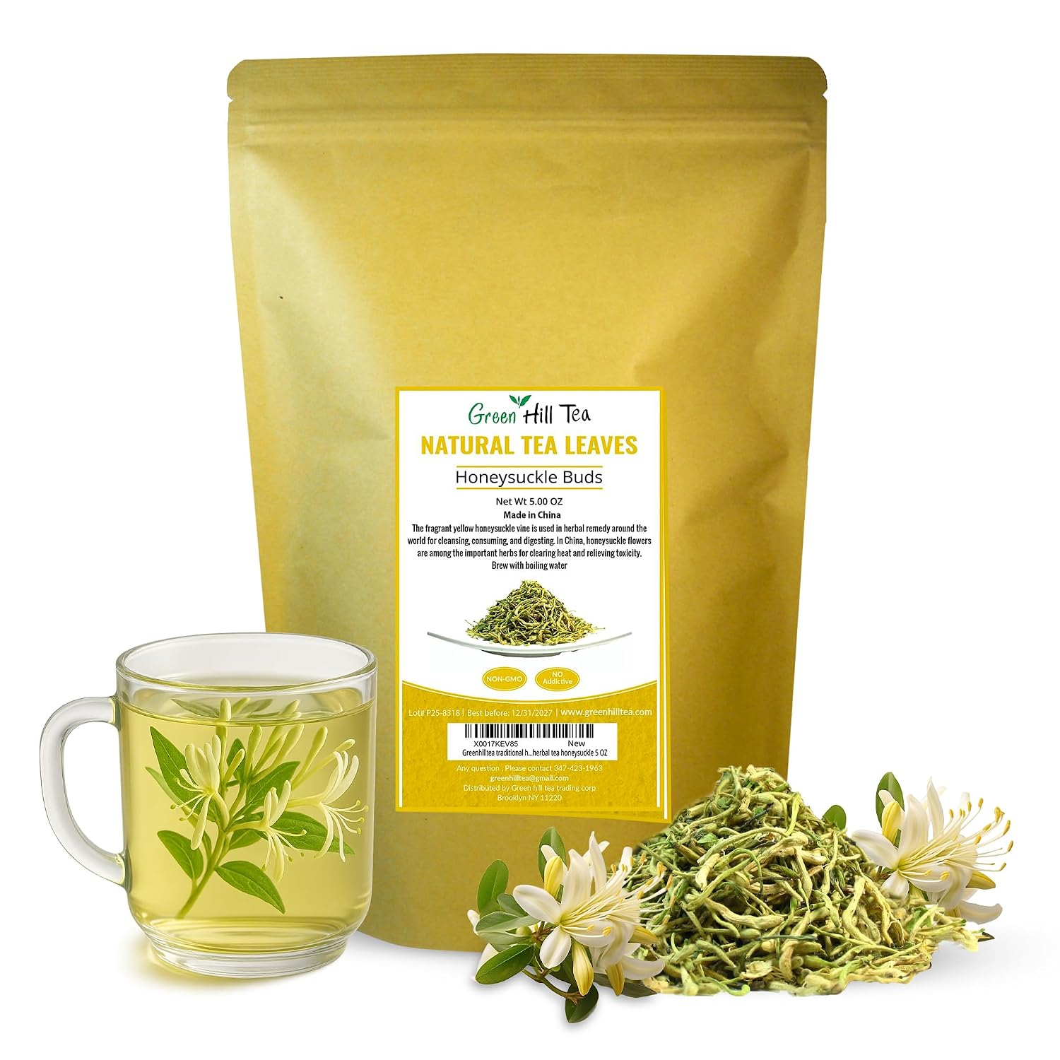 Green Hill Tea Osmanthus Flower Dried – Premium– Fragrant Osmanthus Dried Flowers -Loose Leaf Tea – 100% Pure, Natural, Non-GMO – Great for Brewing, Baking & Infusions 4 OZ