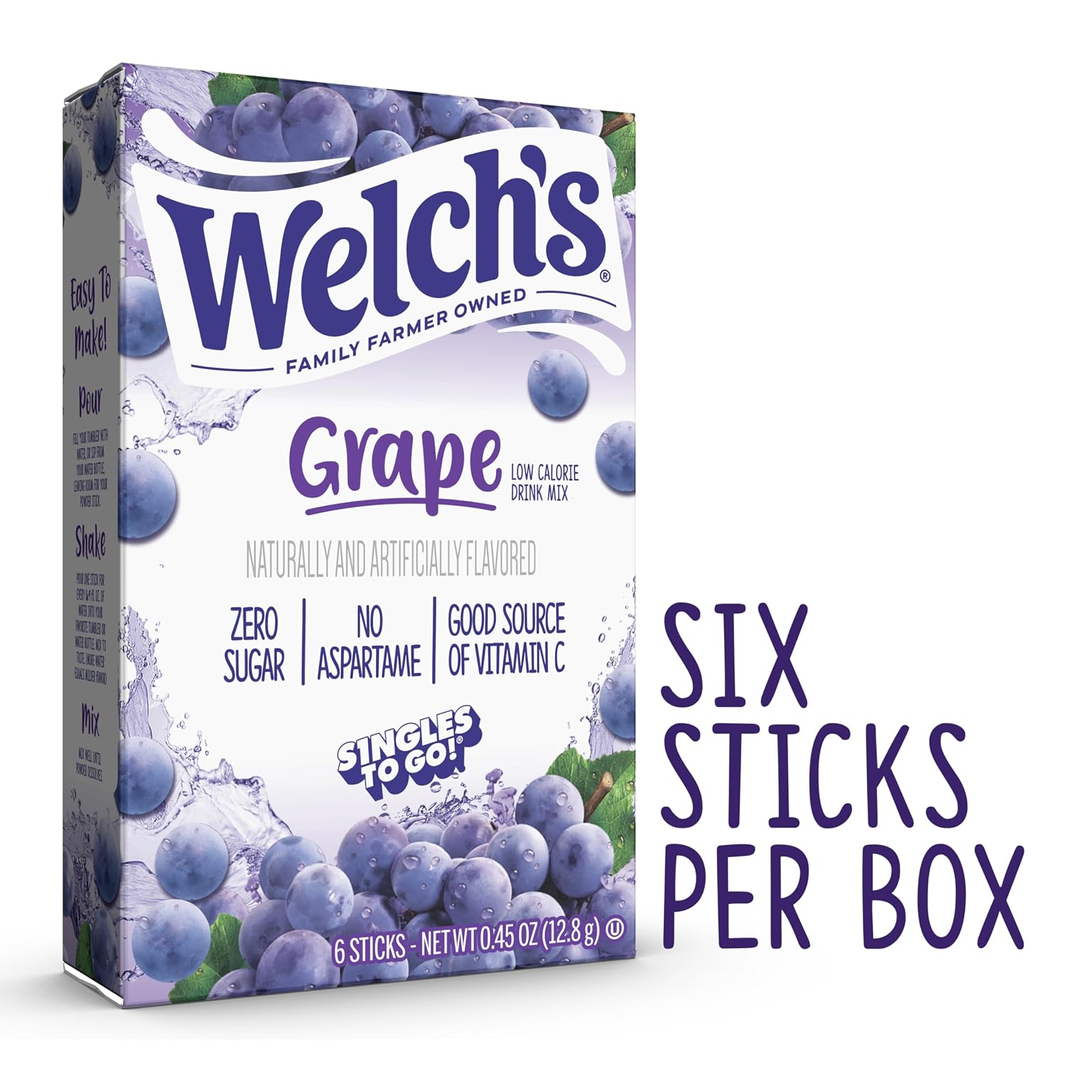 Singles To Go! Welch's Water Drink Mix, Grape, 72 Packets