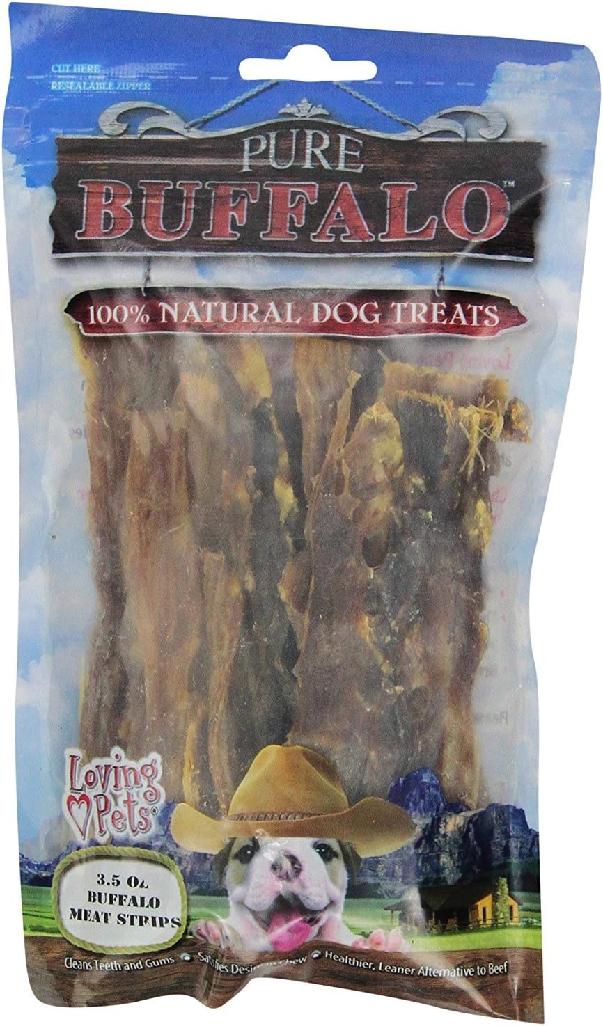 Loving Pets Pure Buffalo Lung Steaks – Natural Single Ingredient Buffalo Dog Treats – High Protein Chewy Dog Snacks for Everyday Reward –