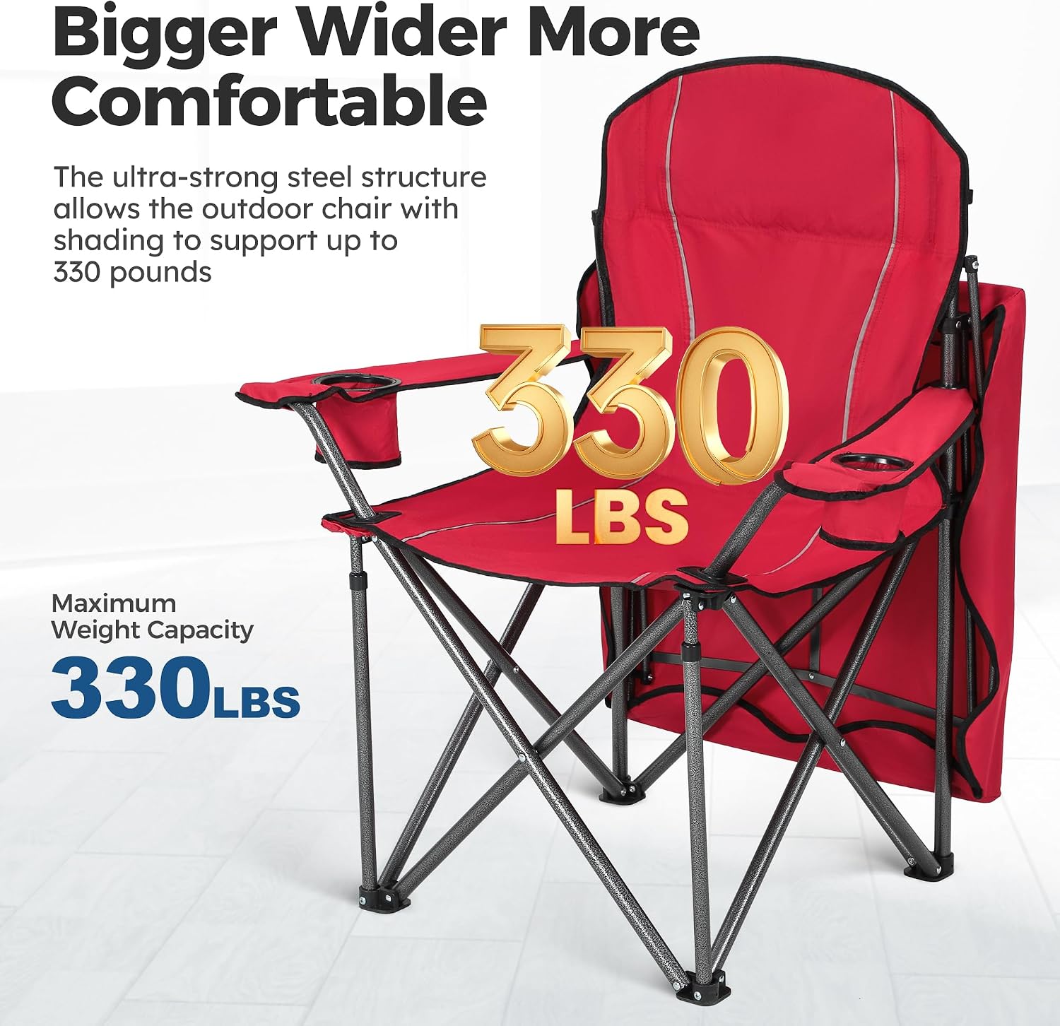 ALPHA CAMP Heavy Duty Canopy Camping Chairs with Adjustable Sunshade | Heavy duty 400 LBS, Steel Frame, Sturdy, Ergonomic,600D Oxford fabric ,Phone holder Cup holder,Carry Bag,Easy to set up