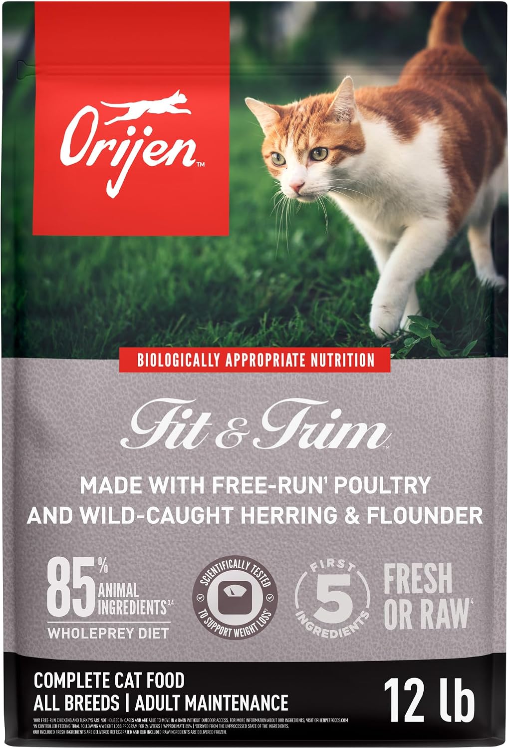 ORIJEN Grain Free WHOLEPREY Dry Cat Food Original Recipe 4lb. Bag | 90% Animal Ingredients, Freeze Dried, Fresh or Raw Ingredients, High Protein, Heart Health, Free-Run Poultry