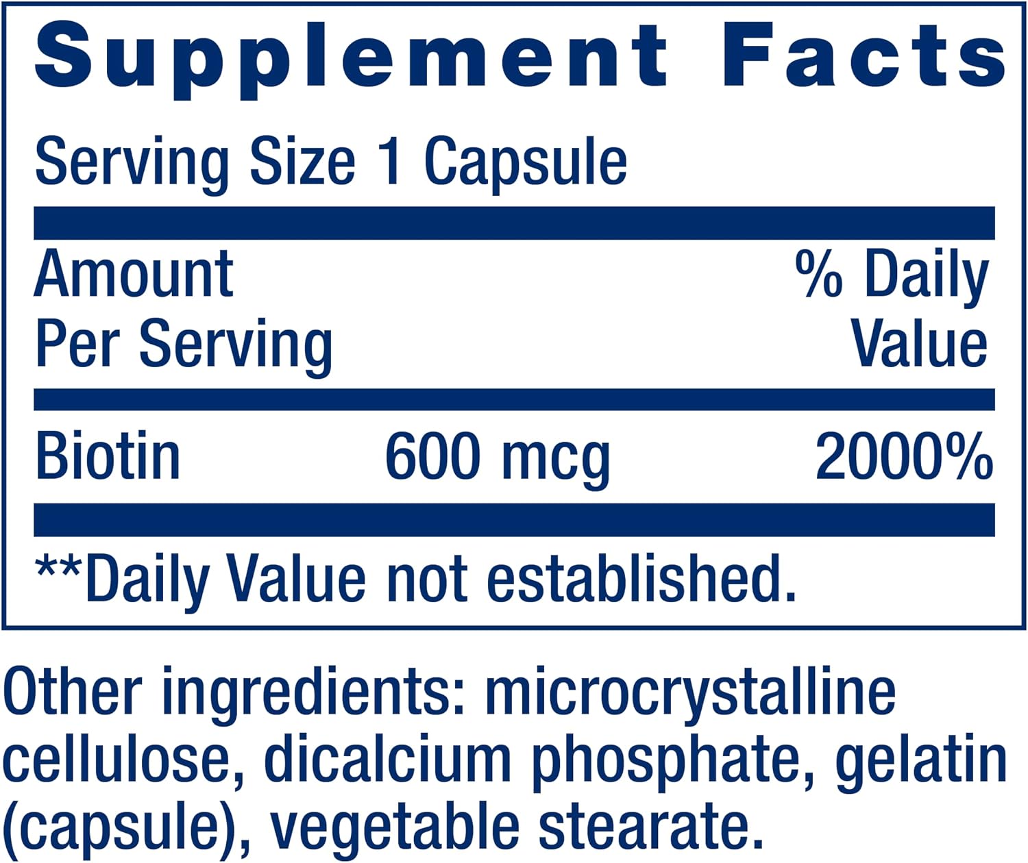 Life Extension Biotin 600 mcg Vitamin B7 Support Supplement for Beautiful Hair, Nails & Beyond – Gluten-Free, Non-GMO - 100 Capsules | Supports Hair