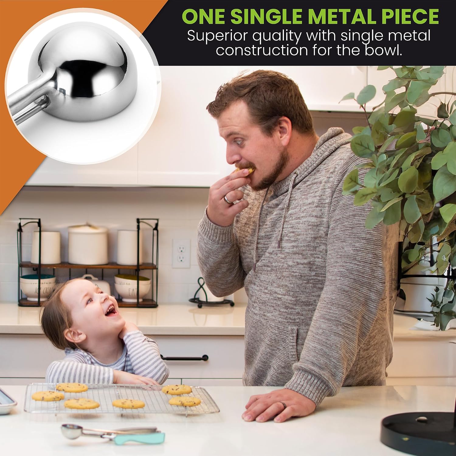 Spring Chef Medium Stainless Steel Cookie Scoop, #40, 1.7 Tablespoon, Black