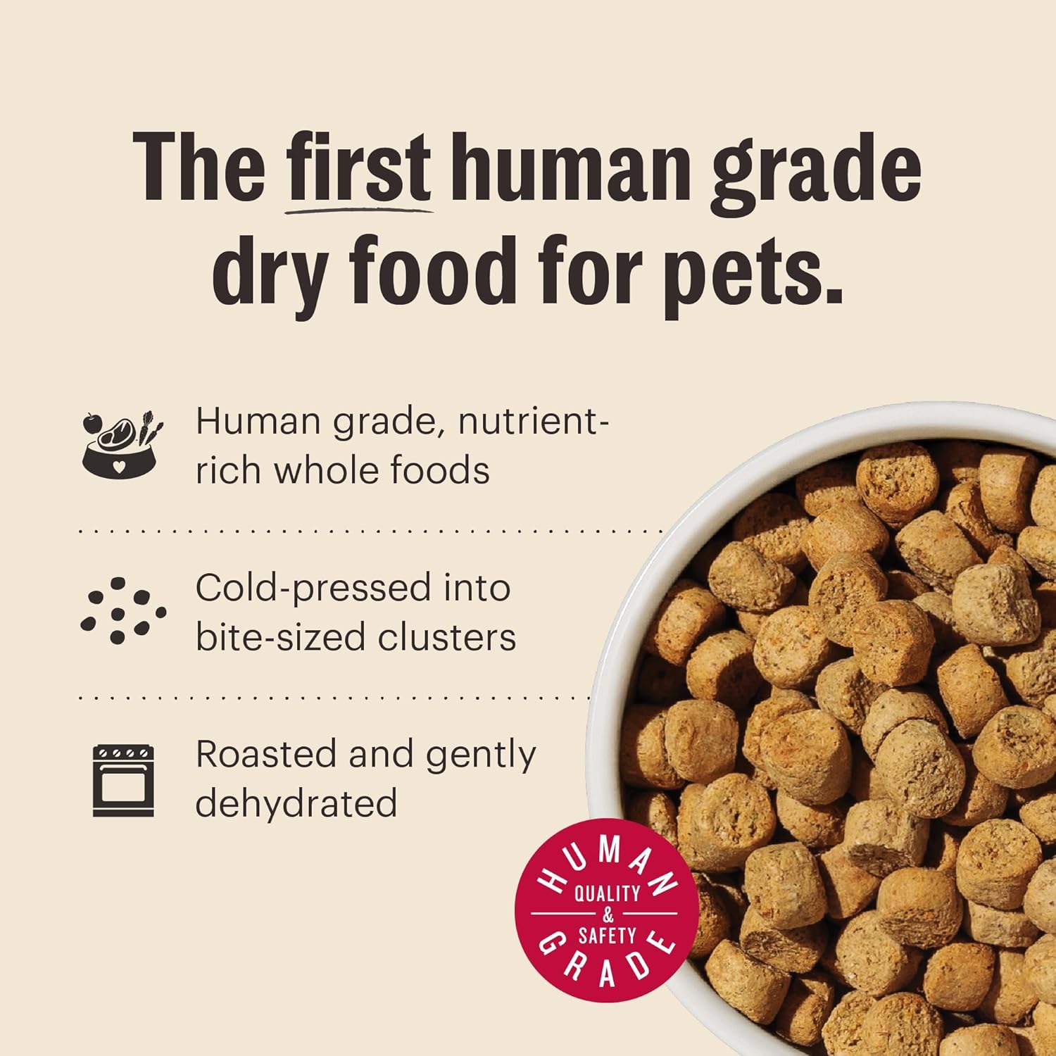 The Honest Kitchen Grain Free Beef & Superfoods Whole Food Clusters, Human Grade Dry Dog Food, Vet-Crafted Nutritional Support for Skin, Coat, Digestion & Overall Wellness, 20 lb Bag