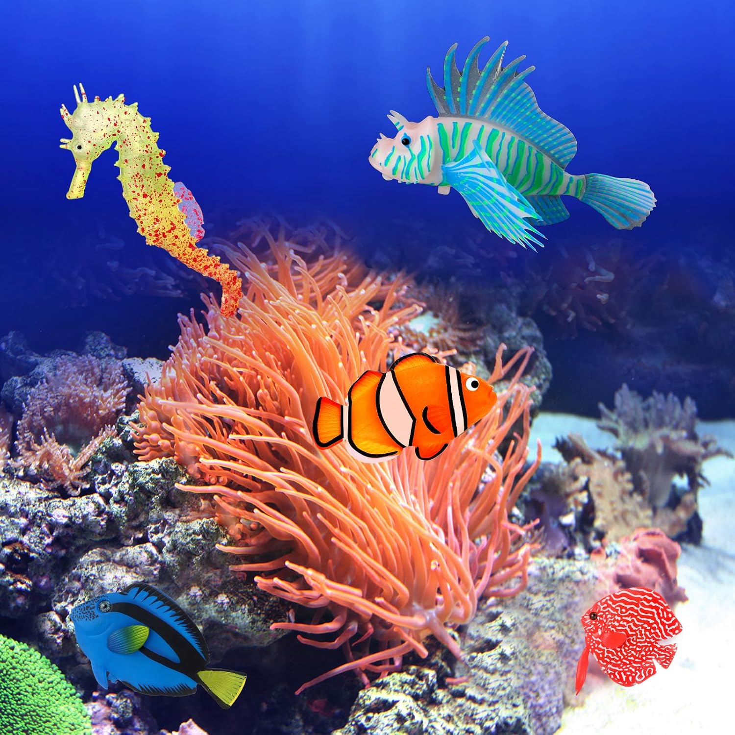 Weewooday 7 Pcs Artificial Fish Glowing Effect,Modern Color
