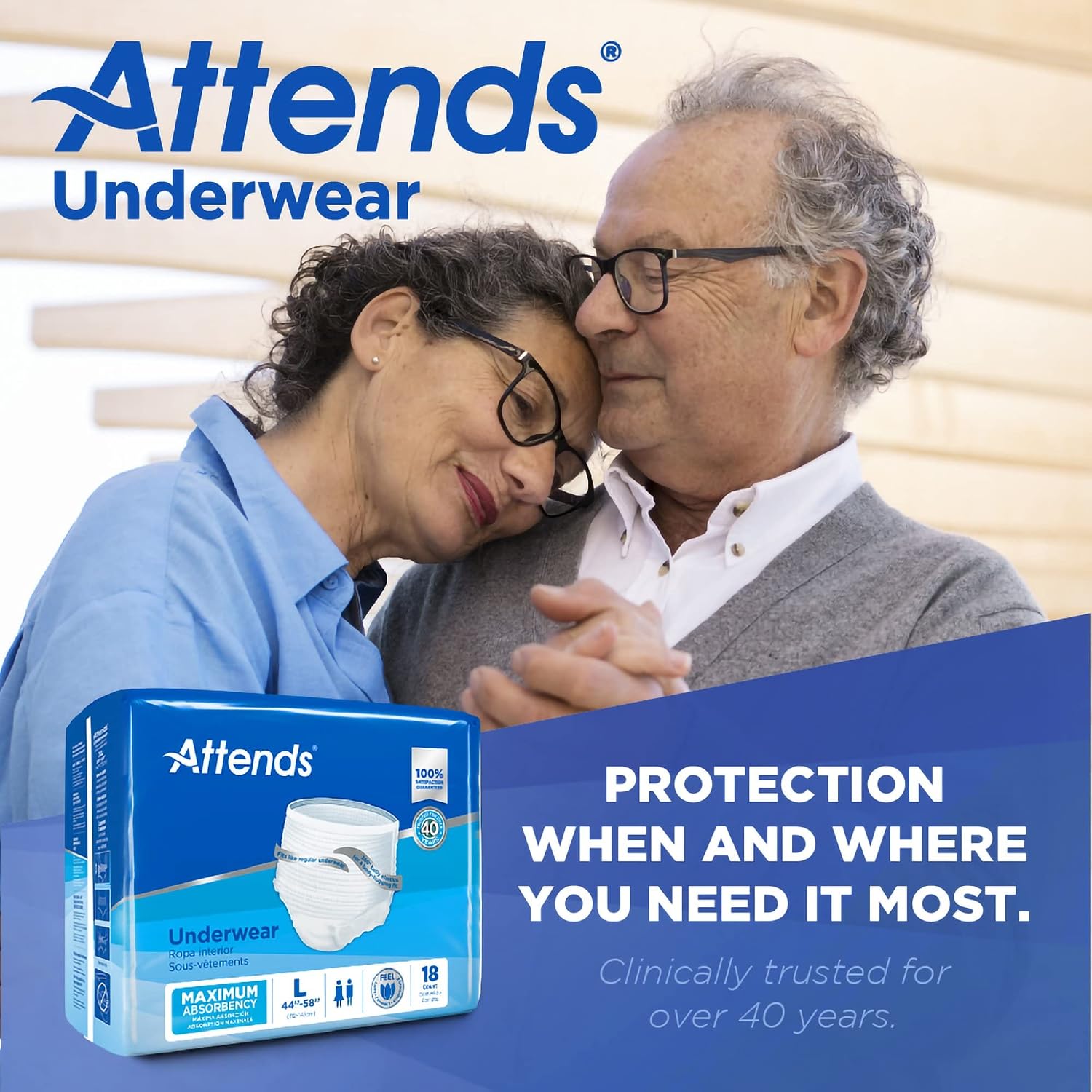 Attends Adult Absorbent Underwear, Medium, AP0720, Maximum, 80 ct | Disposable Pull-On Diapers with Tear-Away Sides and Breathable Waistband