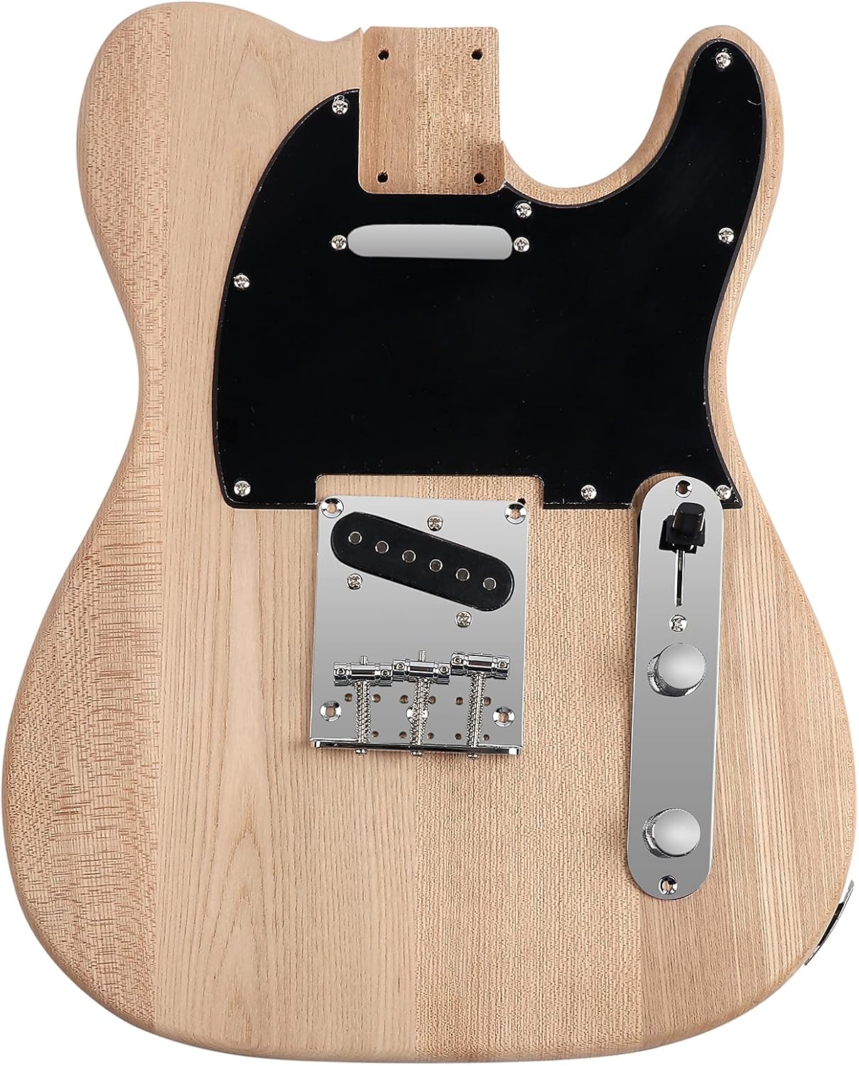 DIY Electric Guitar Kit Beginner Kit Right Handed with Ash Body | Hard Maple Neck, Rosewood Fretboard, Chrome Hardware, 6 String