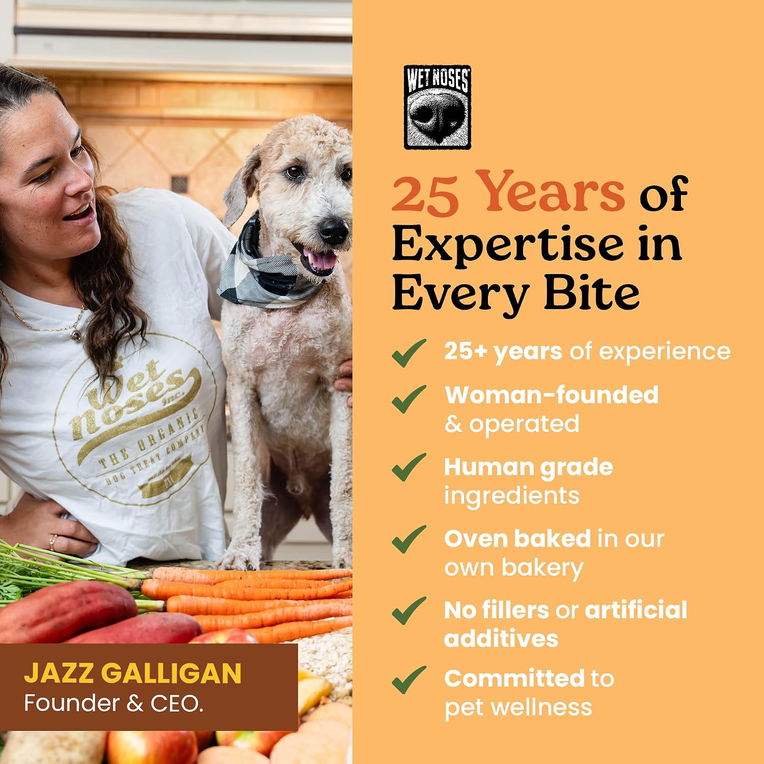Wet Noses Organic Crunchy Dog Treats – All-Natural, Human-Grade, Non-GMO, Healthy Training & Delicious Snacks for Dogs
