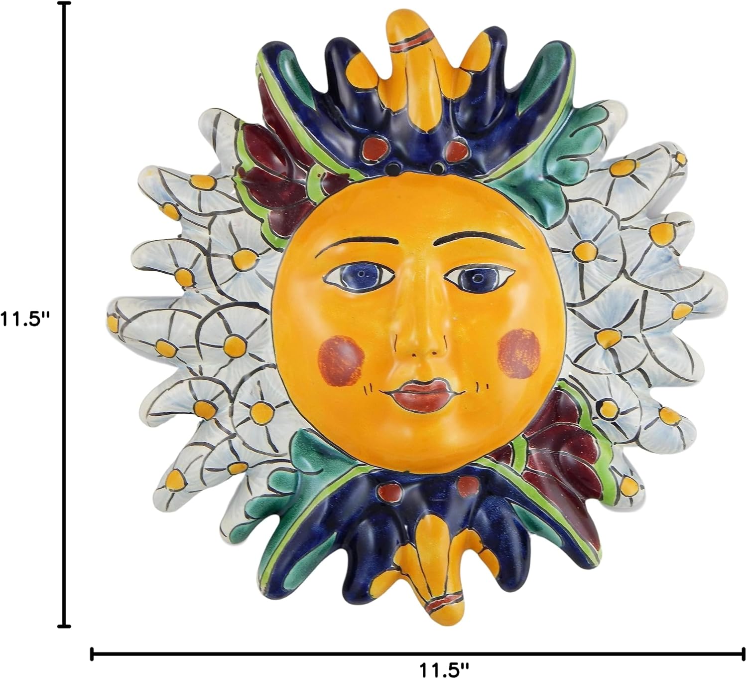 Mexican Talavera Ceramic Sun Face Wall Decor Hanging Pottery Folk Art # 01