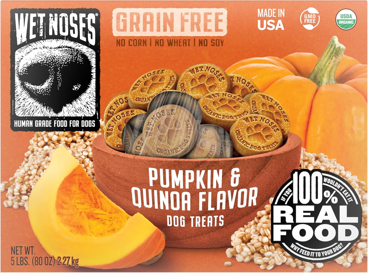 Wet Noses Organic Crunchy Dog Treats – All-Natural, Human-Grade, Non-GMO, Healthy Training & Delicious Snacks for Dogs