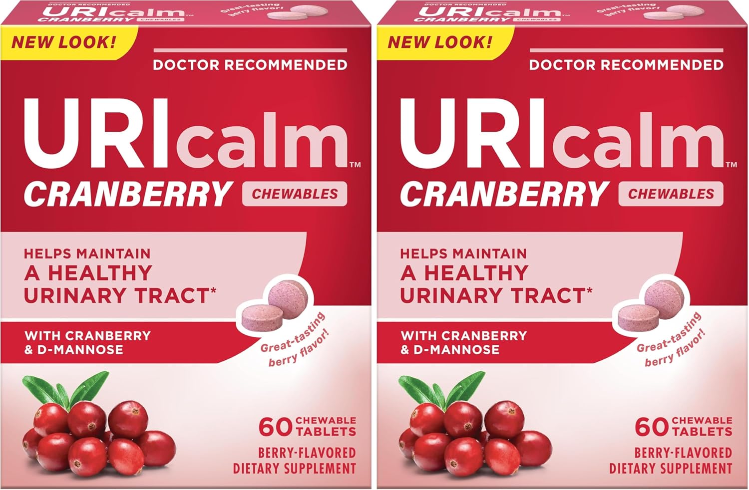 Uricalm Cranberry Dietary Supplement Chewable with D-Mannose, 60 Count | Powerful combination of cranberry and D-Mannose to help maintain a healthy urinary tract*.