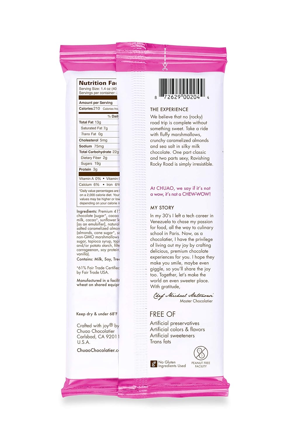 Chuao Chocolatier - Gourmet Almond Marshmallow Artisan No Preservatives Milk Chocolate Bars, 3 Pack, 1.0 Ounce Bars