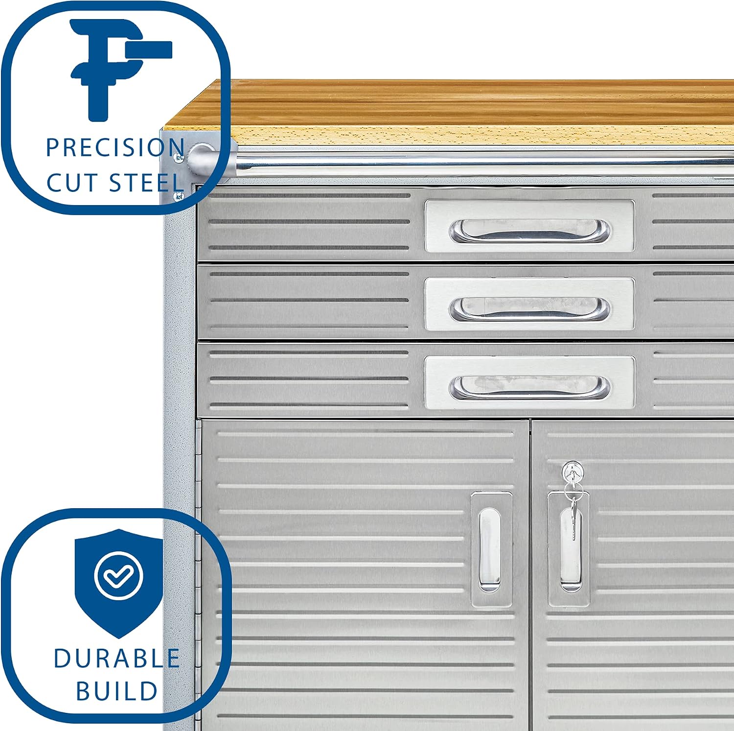 Seville Classics UltraHD Heavy Duty Rolling Cabinet Workbench Table w/Solid Wood Top, Workstation for Garage, Office, Workshop, Granite, 6-Drawer (28" W x 18" D