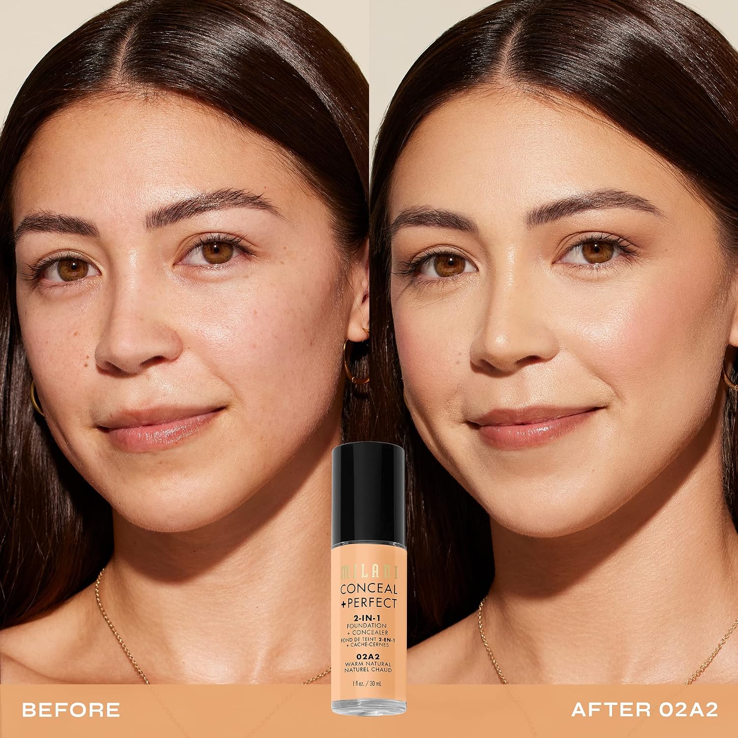 Milani Conceal + Perfect 2-in-1 Foundation + Concealer Makeup -13-Chestnut | Medium-To-Full Coverage, Natural-Matte Finish. Under Eye Corrector, Cover Redness & Imperfections. Waterproof & Sweat-Proof.