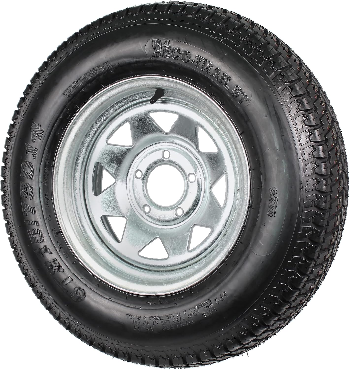 eCustomrim Trailer Tire Rim Assembly ST215/75D14 14 Inch Load Range C 5 Lug | 6 Ply Bias Tire