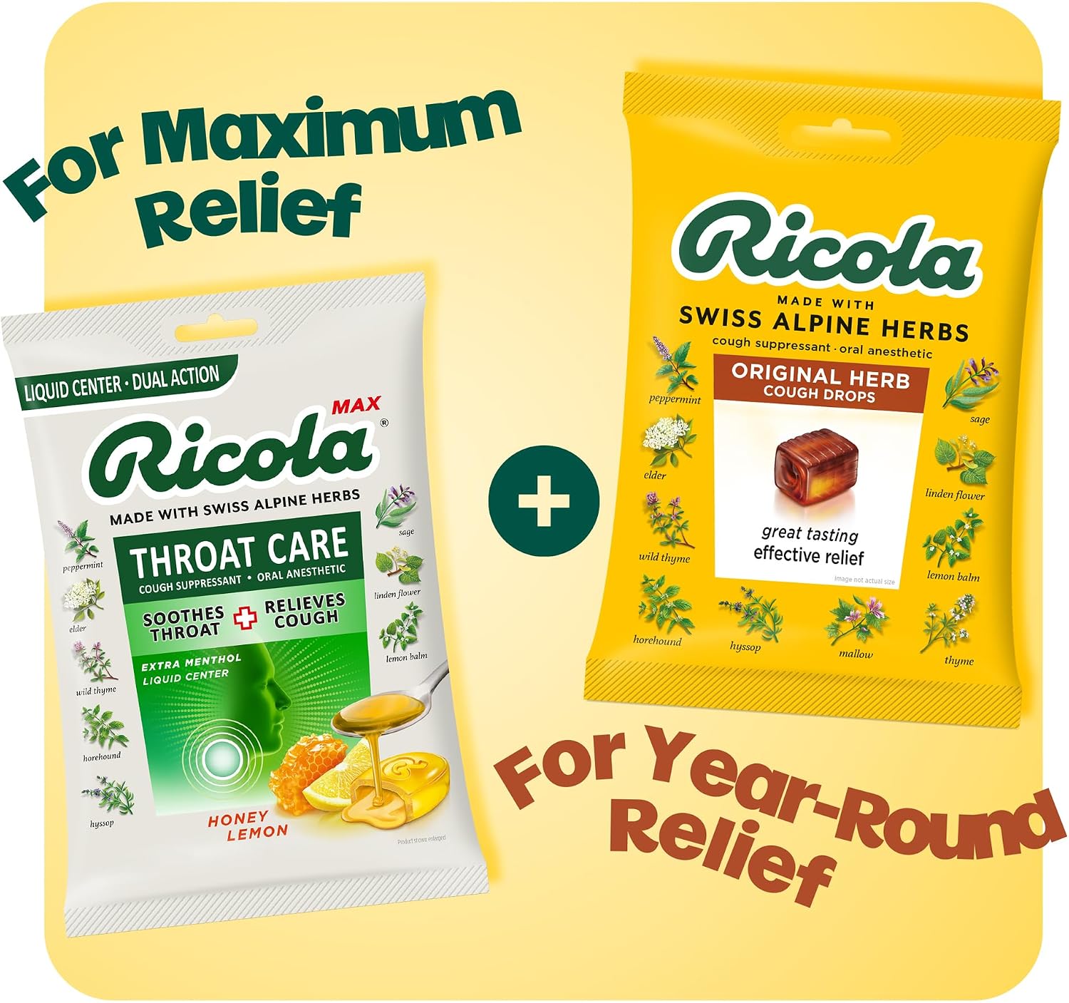 Ricola Original Herb Cough Drops - 45 Count | Made with Menthol - Cough and Sore Throat Relief - Herbal Throat Lozenges