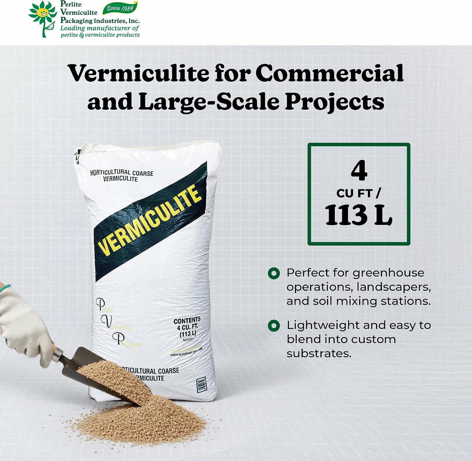 PVP Industries Horticultural Coarse Vermiculite, Natural and Odorless Mix