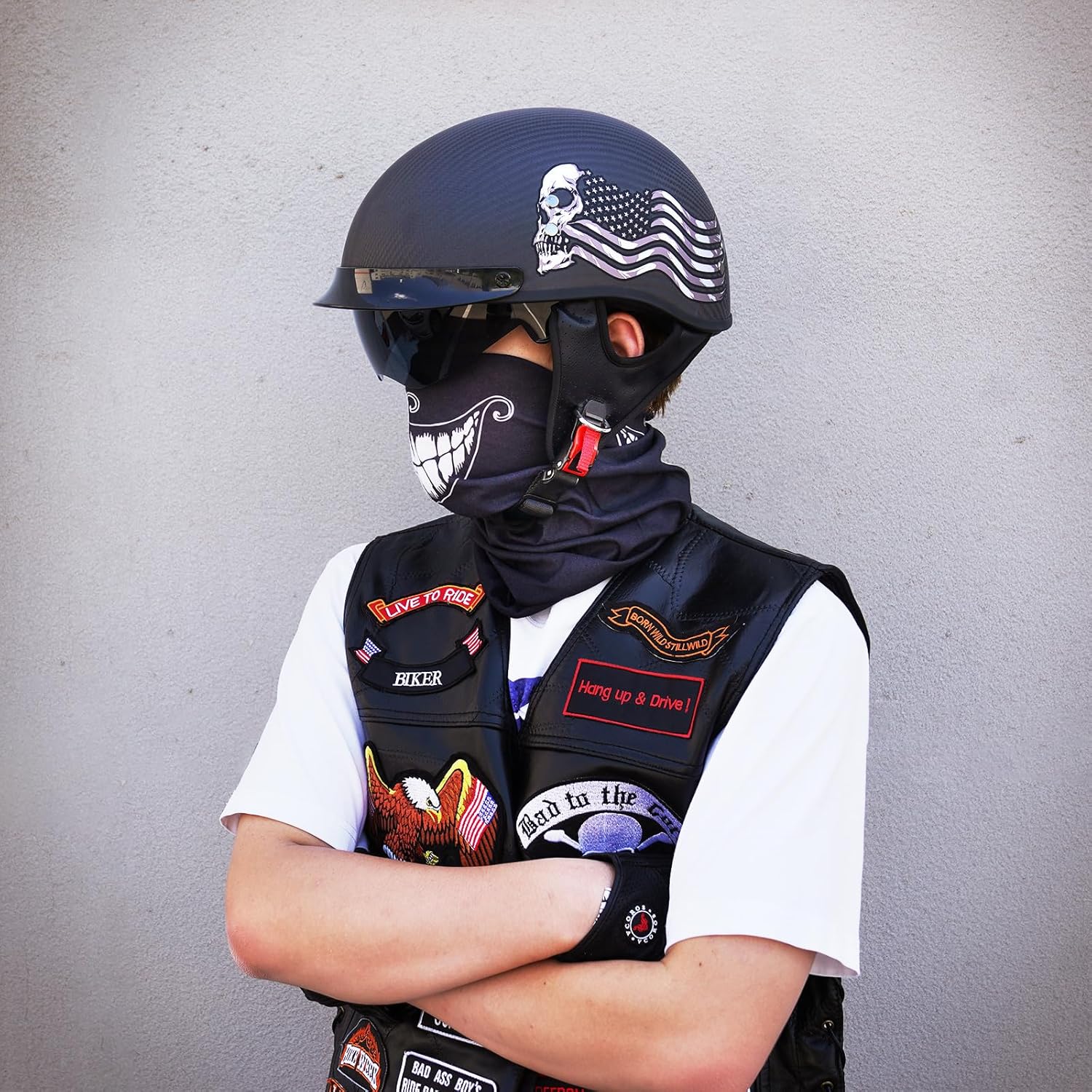 VCOROS Carbon Fiber Open Face Retro Motorcycle Half Helmet DOT
