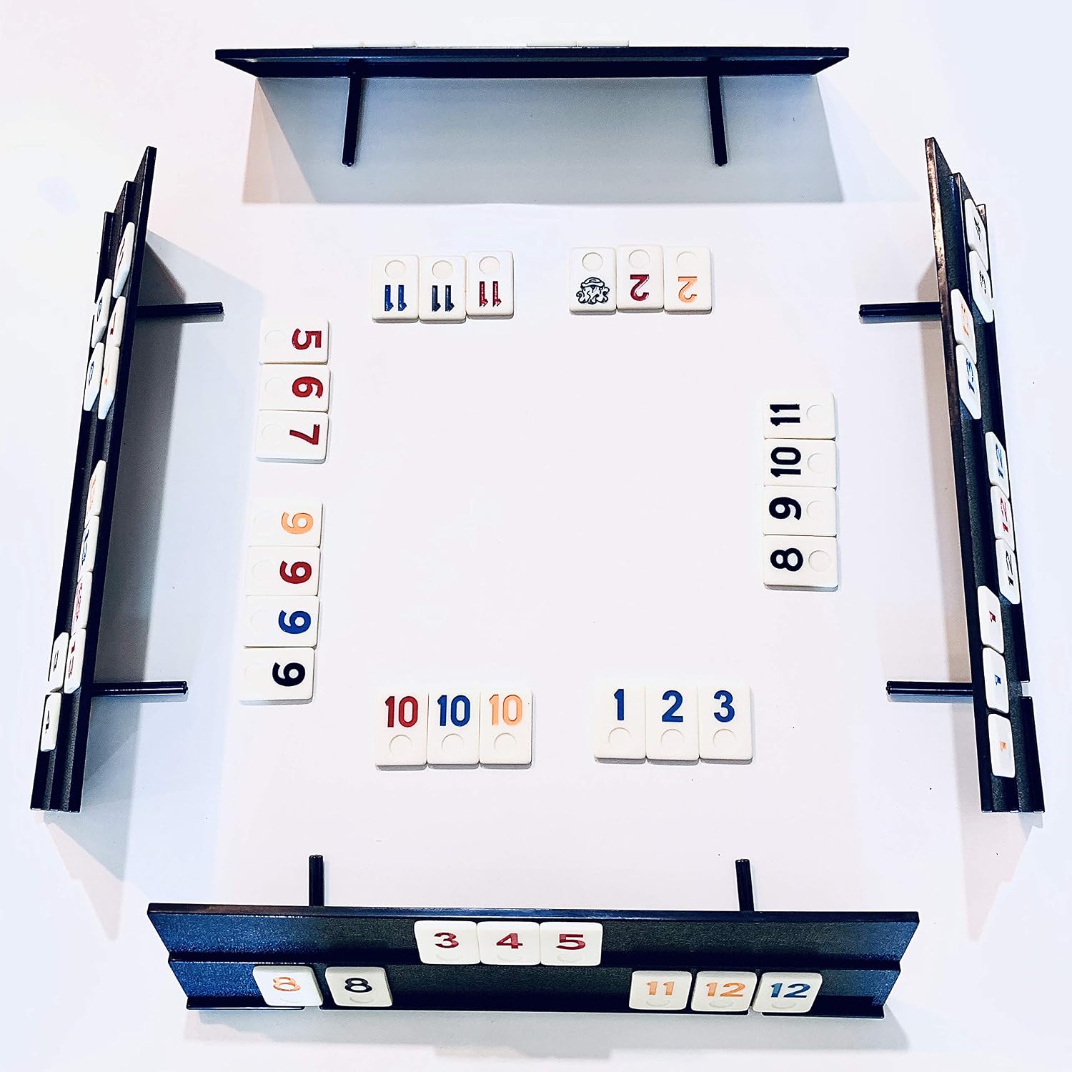 Rummy Tiles Game, 106 Tiles Rummy Game, 4 Durable Full-Size Racks, Black Travel Case for Easy Carrying