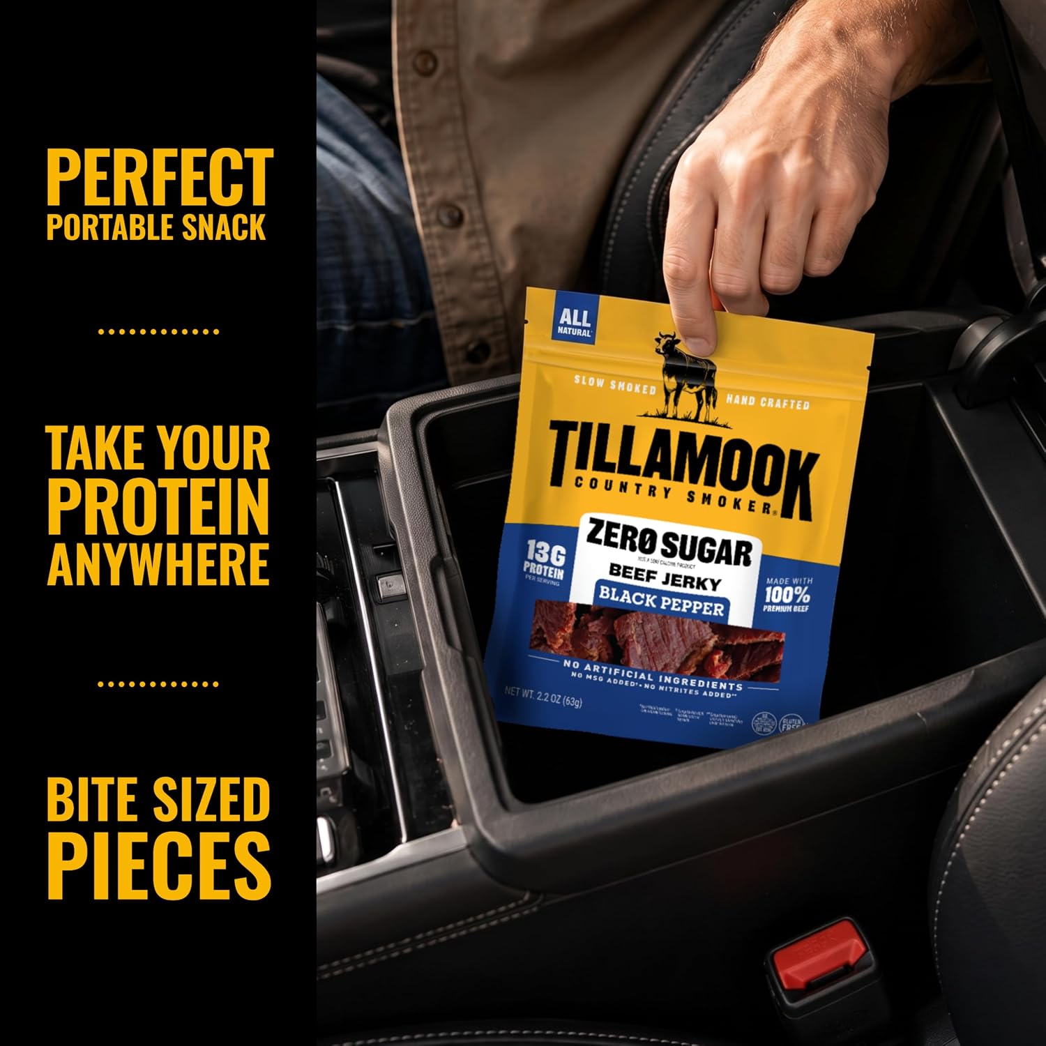 Tillamook Country Smoker Zero Sugar Keto Friendly Beef Jerky, Black Pepper, 2.2 Ounce