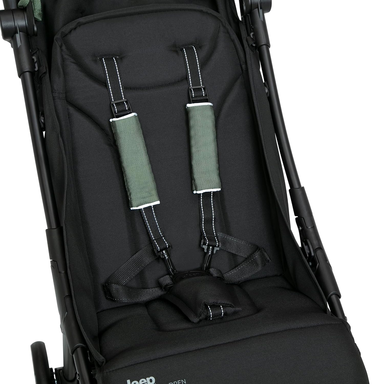 Jeep Altitude Compact Travel Stroller by Delta Children Greenguard Gold, Easy One Hand Fold, Lightweight, Extendable Canopy with Peek-a-Boo Window, Reclining Seat, 4 Wheel Suspension, Olive Green