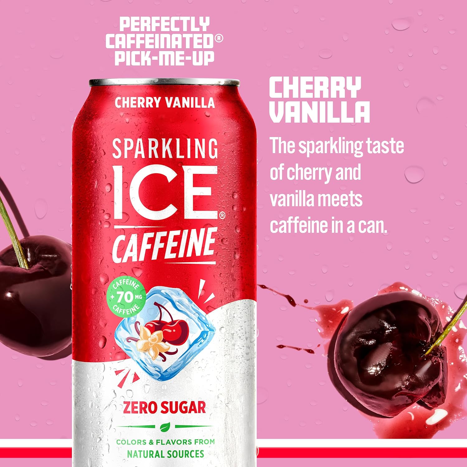 Sparkling Ice Caffeine Black Raspberry Sparkling Water with Caffeine, Zero Sugar, with Antioxidants and Vitamins,16 fl oz Cans (Pack Of 12)