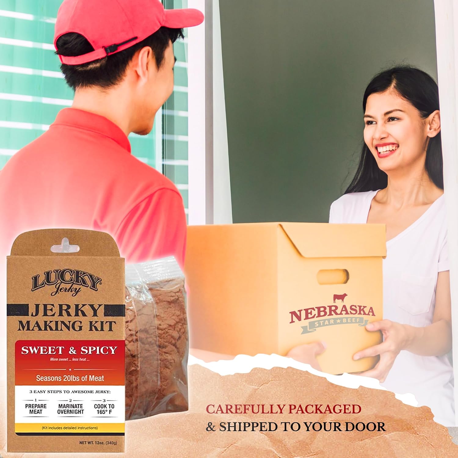 Lucky Jerky Ultimate Savory DIY Beef Jerky Seasoning and Cure Kit, 12 Oz | Make Your Own with Original, BBQ, Teriyaki, and Sweet & Spicy, Seasons 5 lbs per Flavor, 20 lbs Total