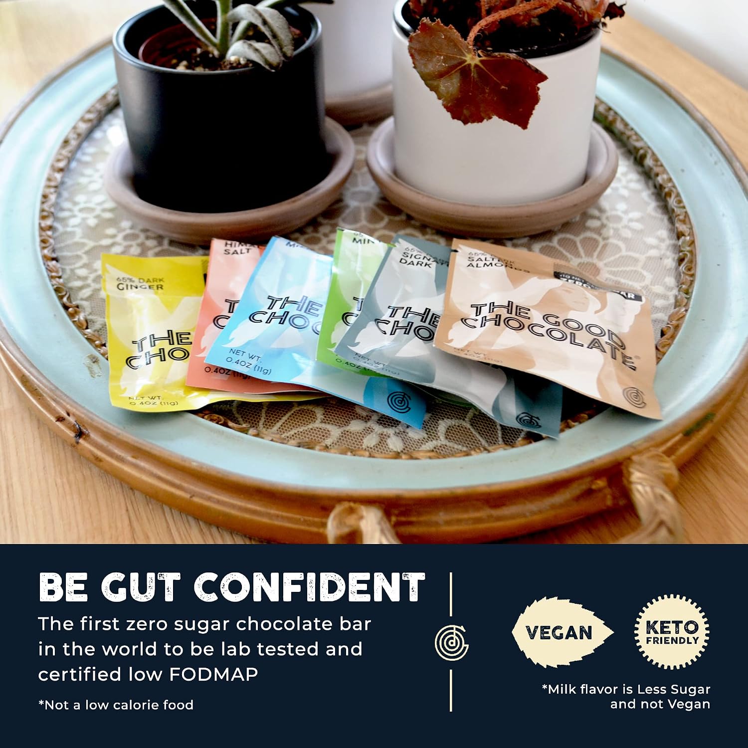 THE GOOD CHOCOLATE - Keto Chocolate Variety Pack with Zero Sugar & Lower Net Carb Snack - Keto Chocolate Bars offer Lower Calorie chocolate Candy - keto Snacks Low Carb - 6 Flavors, 12 Square Pack
