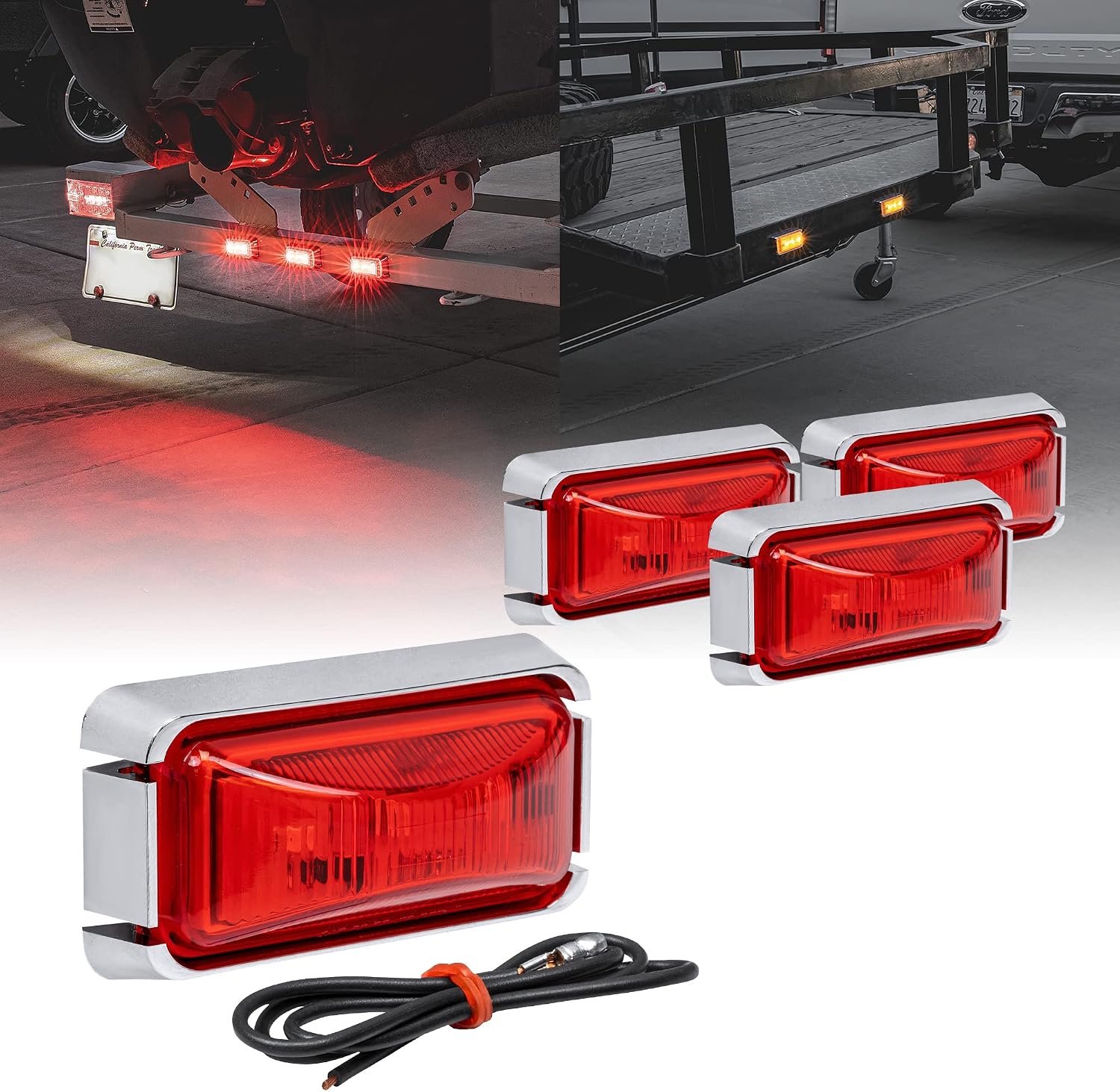 TRUE MODS 2pc 2.5" Amber Rectangle LED Trailer Marker Lights for Truck RV