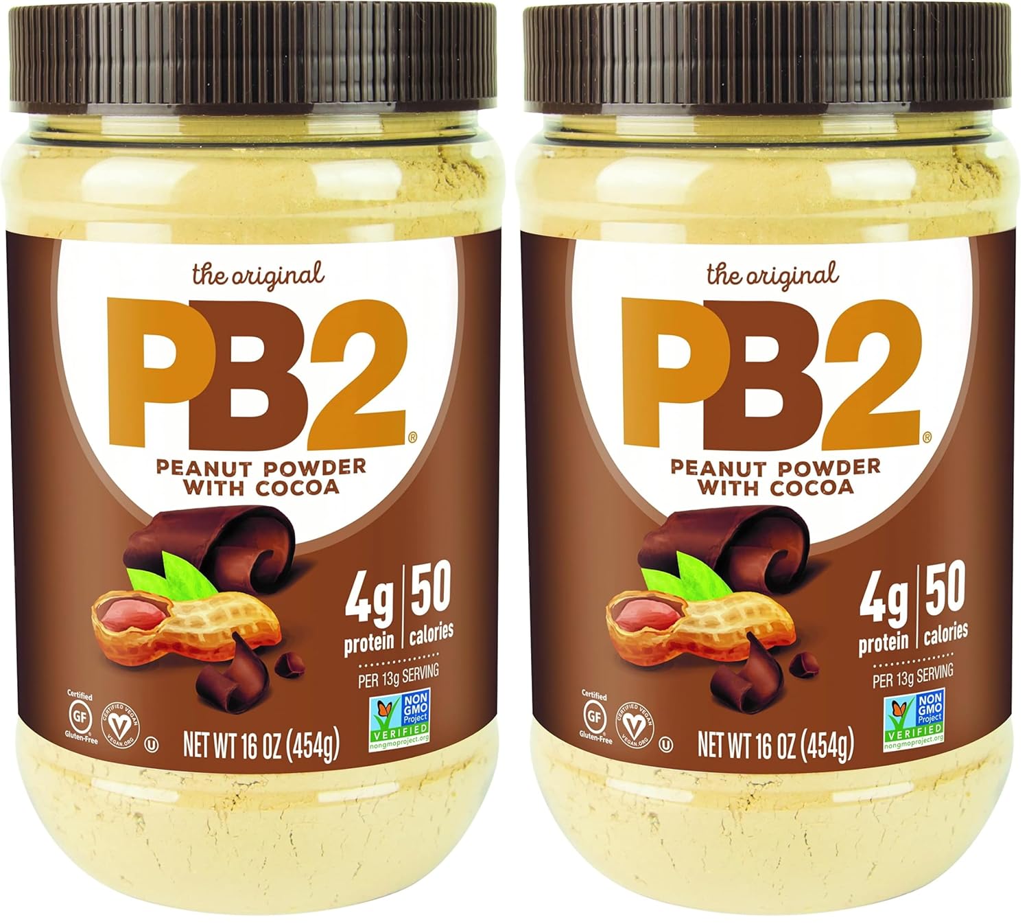 PB2 Powdered Chocolate Peanut Butter with Cocoa - 4g of Protein, 90% Less Fat, Certified Gluten Free, Only 50 Calories per Serving for Shakes, Smoothies, Low-Carb, Keto Diets