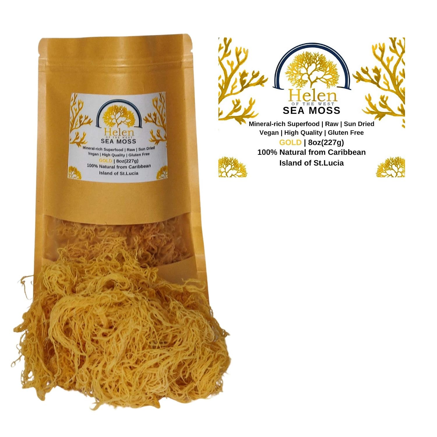 Wildcrafted Sea Moss | Gold - Purple - Green - Mixed | 100% Natural Irish Moss from St.Lucia | Mineral-Rich Superfood | 8oz Sun-Dried Moss | NO