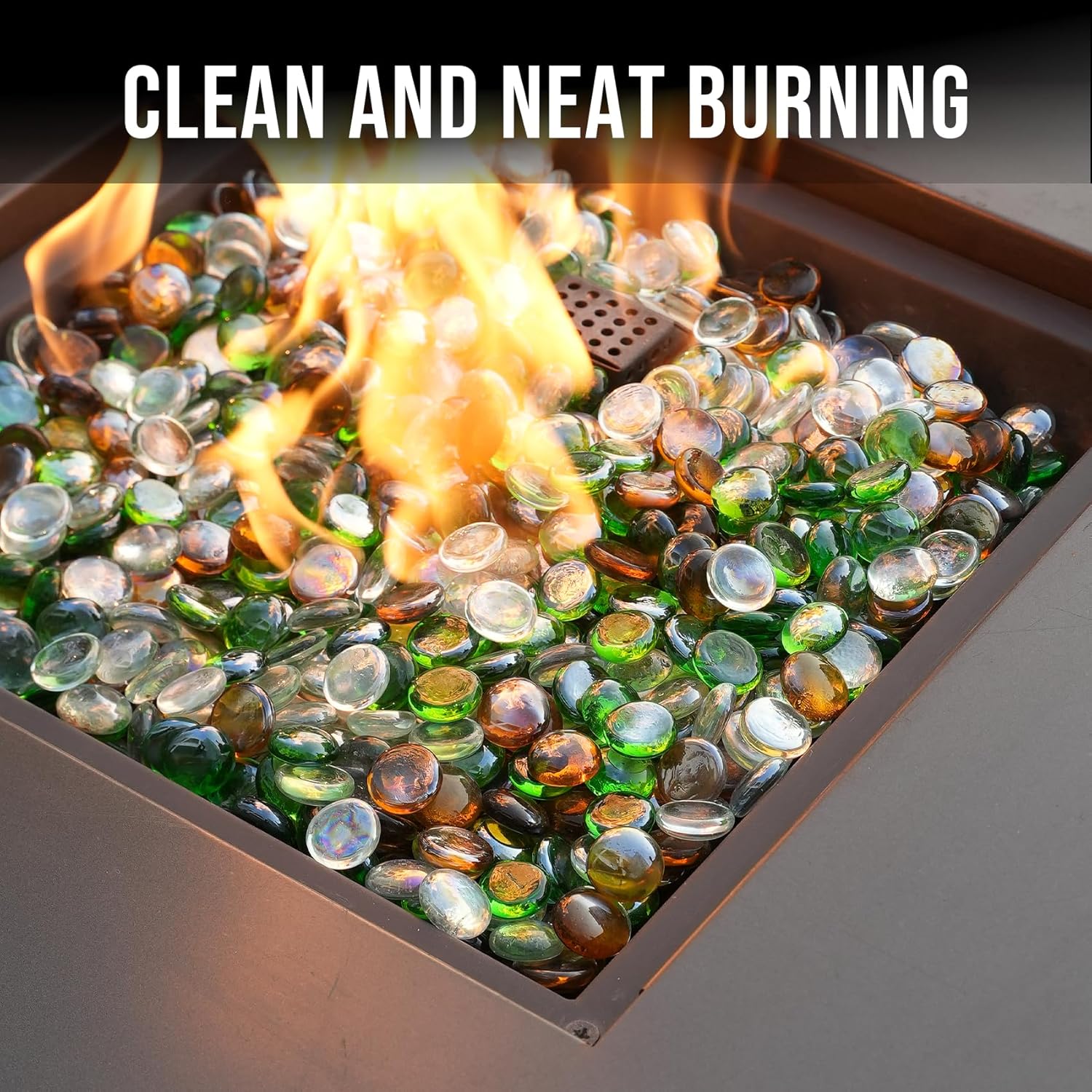 Skyflame 10-Pound Fire Glass Beads for Fire Pit Fireplace, Onyx Black