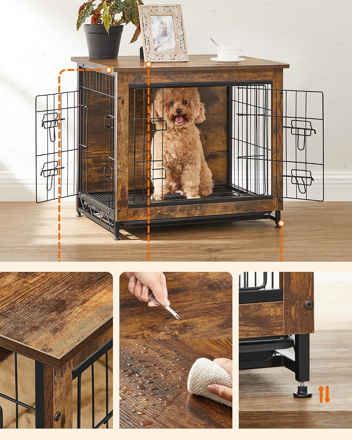 Feandrea 27.2" Dog Crate Furniture, Indoor Dog Kennel Side End Table