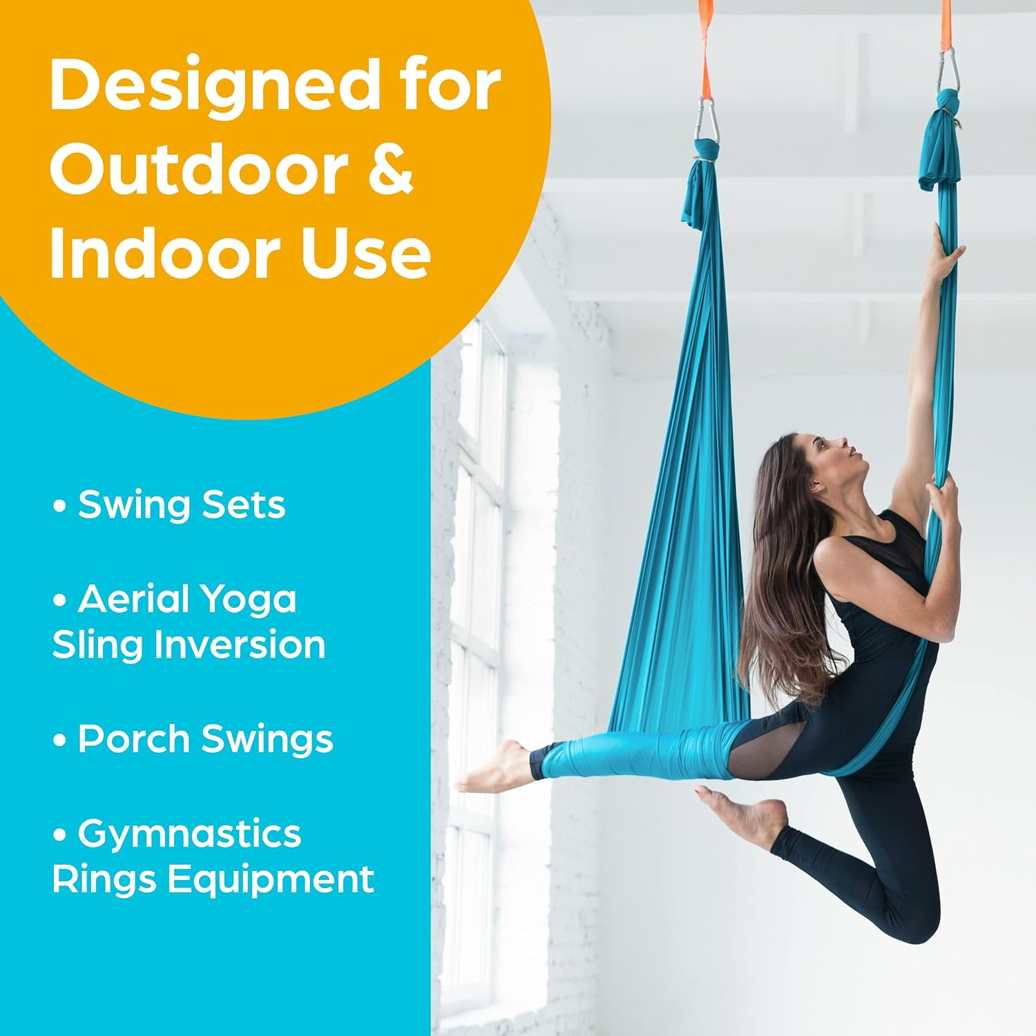 Jungle Gym Kingdom Swing Set Hangers - 2 Heavy Duty Brackets with Locking Snap Hooks for Porch, Patio