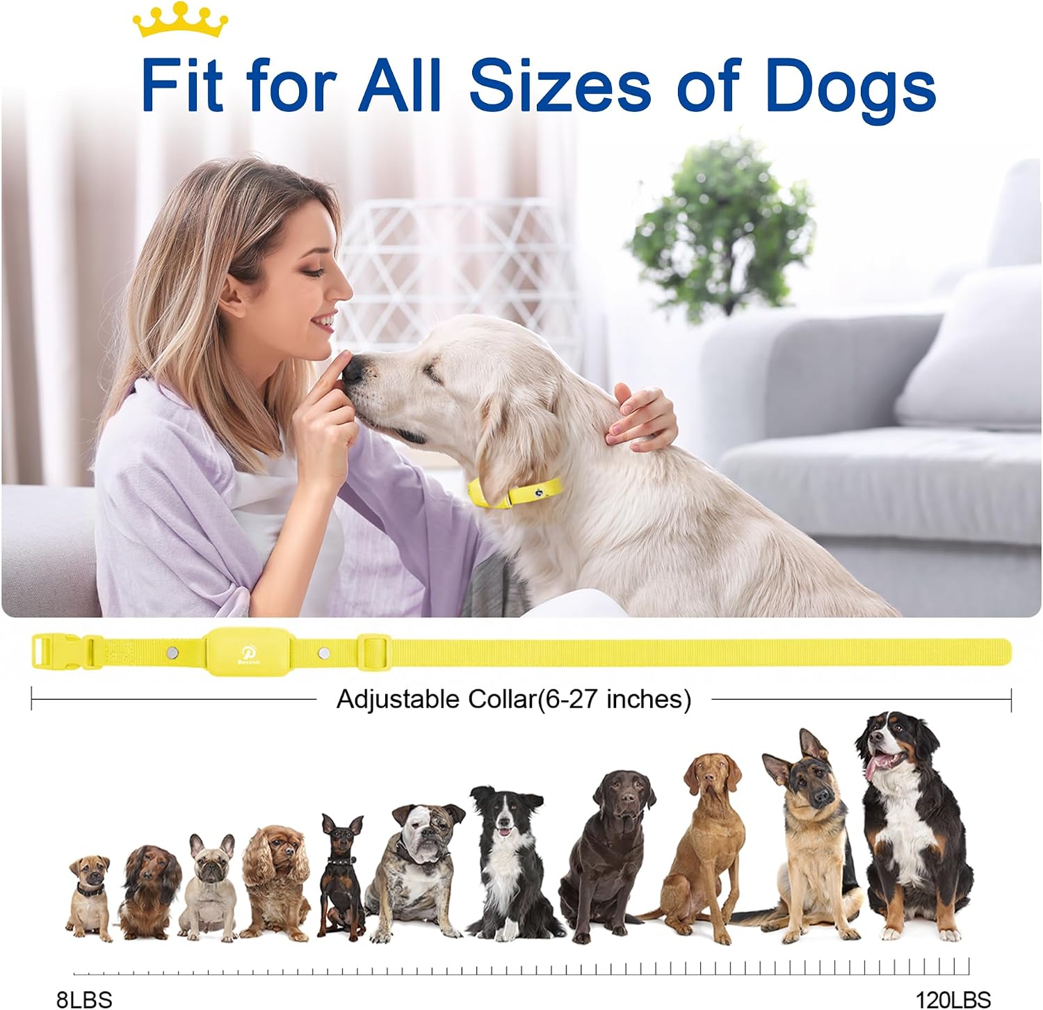 Bousnic Dog Shock Collar for 2 Dogs - (8-120lbs) Waterproof Rechargeable Electric Dog Training Collar with Remote for Small Medium Large Dogs with